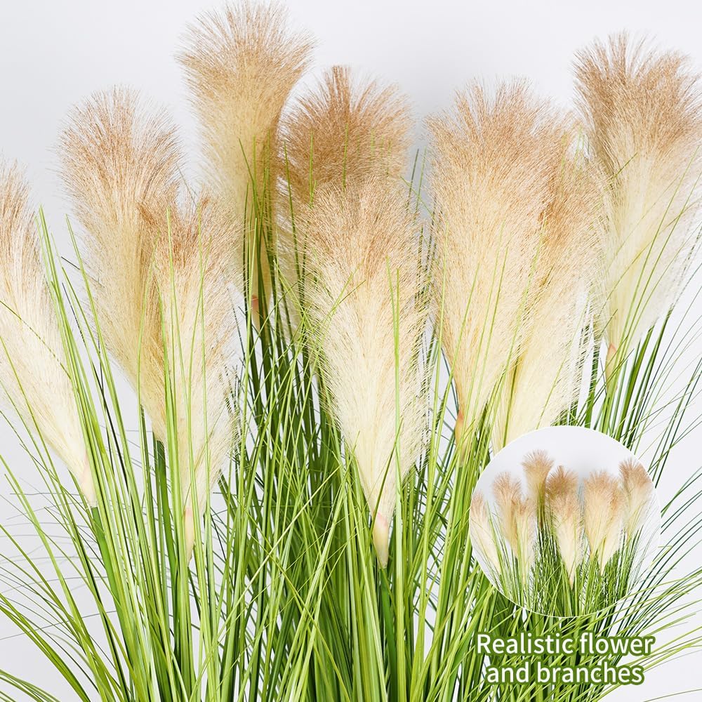 Melorca&Guilla Artificial Plants 4PCS 33.5“Fake Plant Tall Onion Fake Grass,Faux Grass Plants Artificial Grass Greenery Shrubs Bushes for Garden Shop Office Home Décor