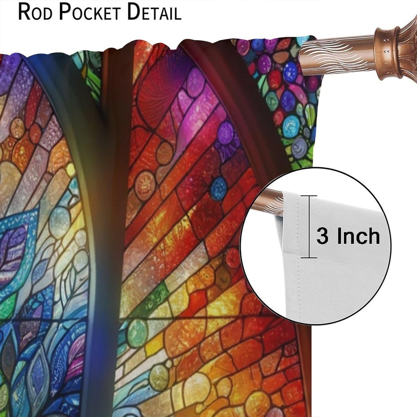 Stained Glass Curtains,Tree of Life Colorful Abstract Art Home Decor Drapes for Bedroom Living Room Kitchen Window Treatment 2 Panels Set Total Size 42" W X 45" L Inch