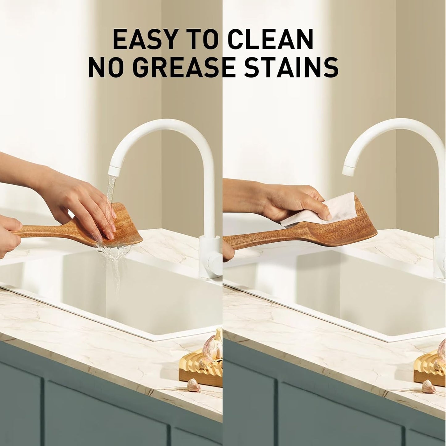 Wooden Utensil Set,WOTTISH 7Pcs Nonstick Wood Spatula,Wooden Kitchen Utensils Set Non Toxic,Wooden Spoons for Cooking（A07）