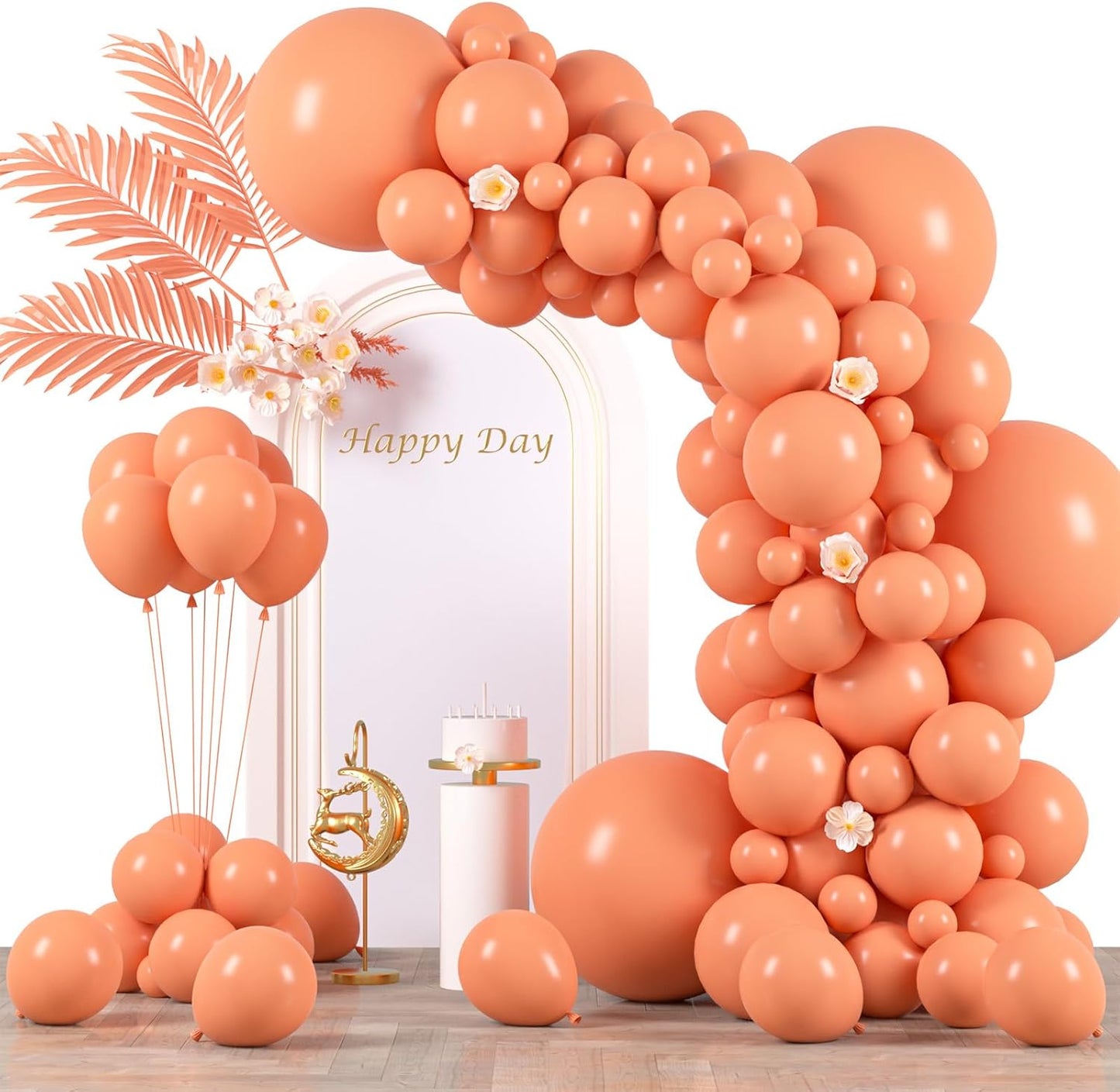 130pcs Peach Balloons Different Sizes 18" 12" 10" 5" Pastel Orange Latex Balloon Garland Arch Kit for Birthday Baby Shower Graduation Wedding Gender Reveal Anniversary Party Decorations