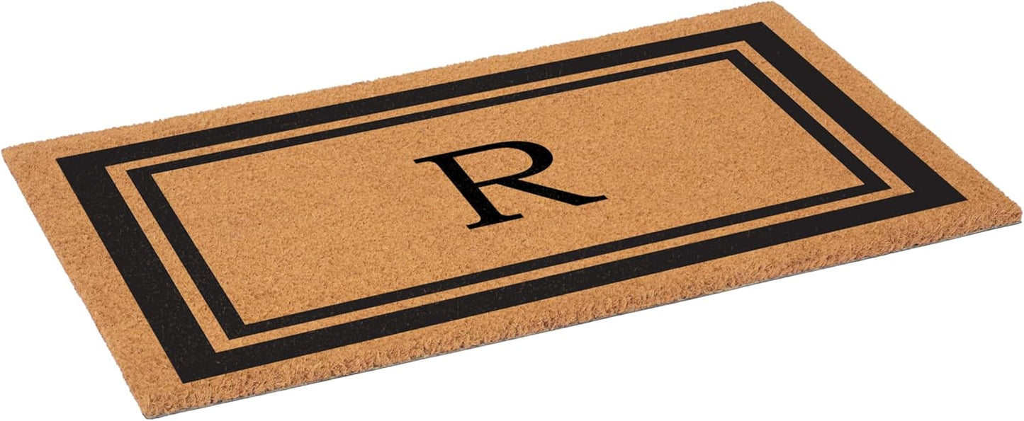 Calloway Mills 152961830R Black Border 18" x 30" Monogram Doormat, (Letter R)