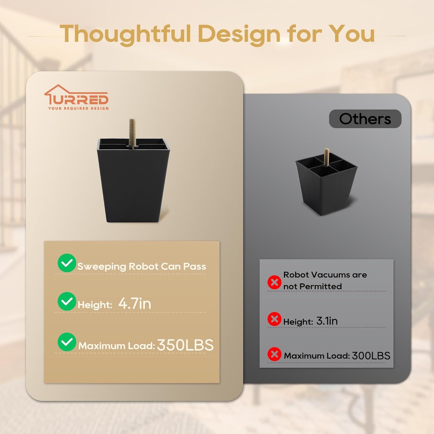 URRED Modular Sectional Sofa Comfy Cloud Couch, Modern Chenille Sofa Sleeper Deep Seat Couches with Ottoman/Pillows for Living Room (Blue, 82.6''- 2 Ottomans)