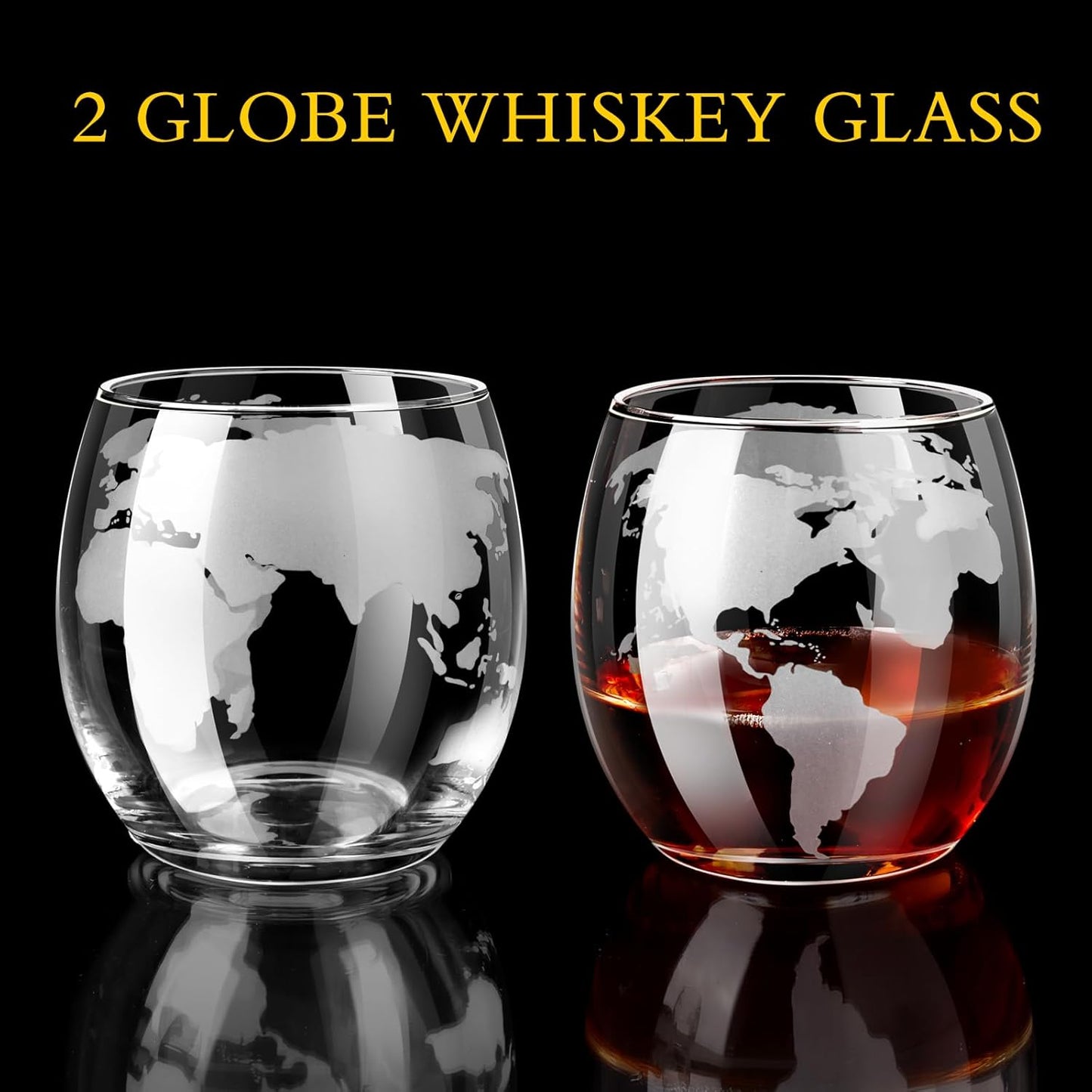 Whiskey Decanter Sets for Men, Whiskey Decanter Globe Set with 2 Etched Globe Whisky Glasses for Liquor, Bourbon, Cocktails, Vodka, Scotch liquor decanter Sets - 850ml