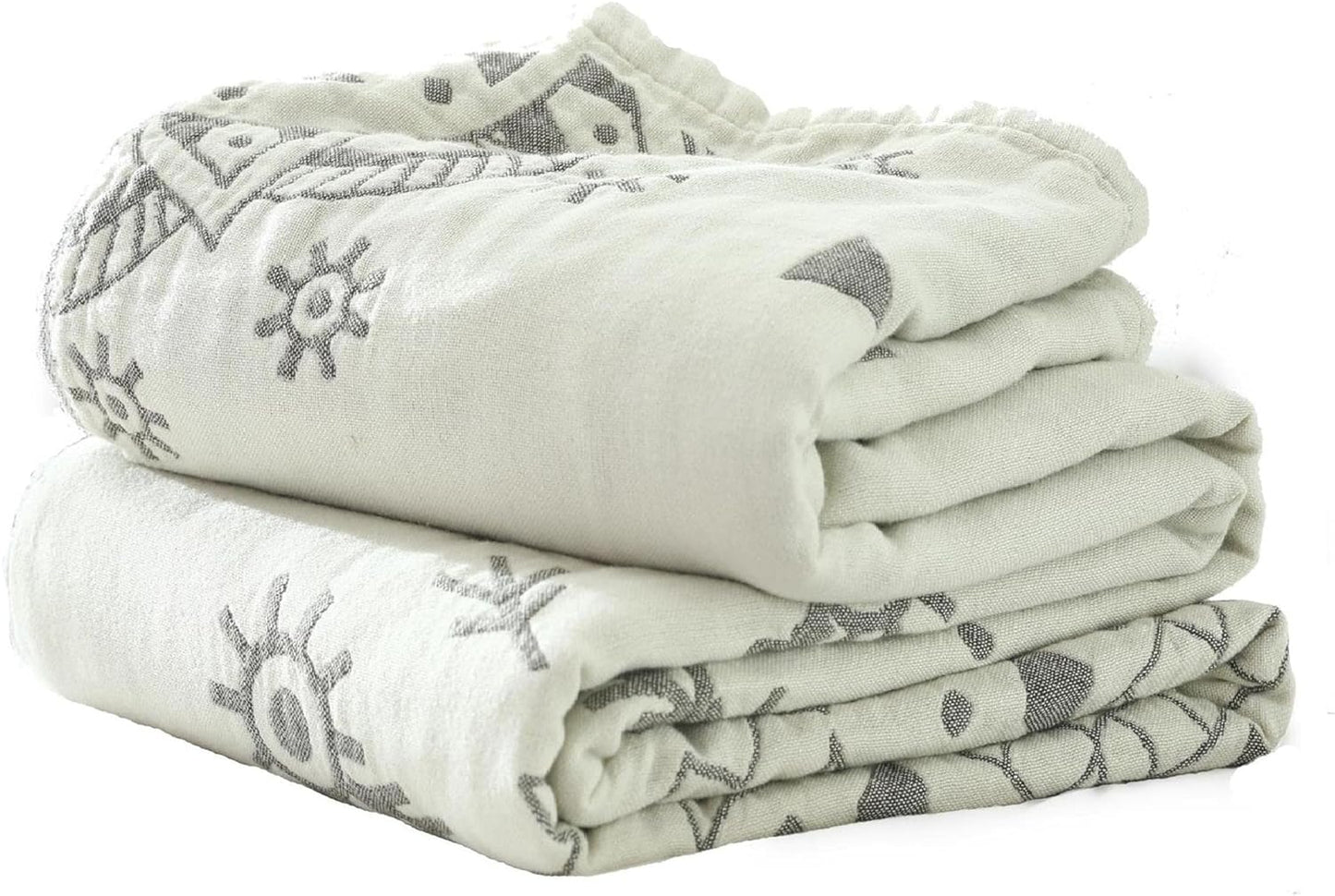 MSGKV Boho Throw Blanket for Couch Sofa Bed, 100% Cotton Blankets 80''x 90'' Woven Blankets Boho Quilt, Versatile KnitWoven Blanket, Super Soft Decorative Blanket for Chair Sofa and Living Room