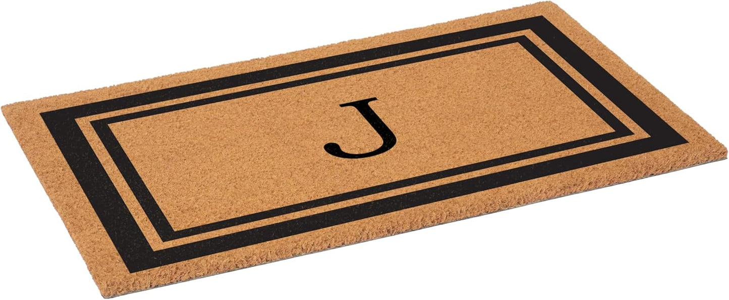 Calloway Mills 152961830J Black Border 18" x 30" Monogram Doormat, (Letter J)