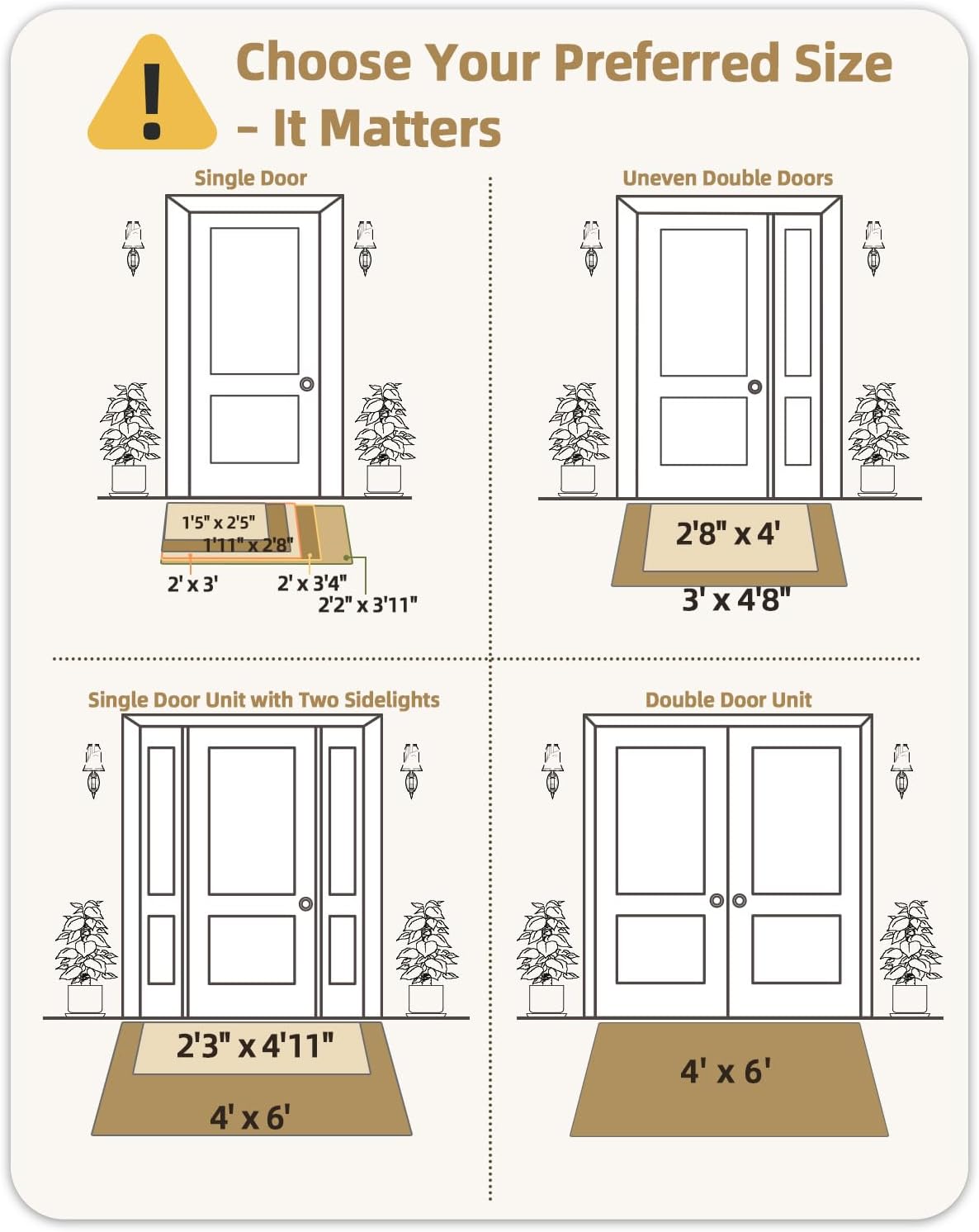 Color&Geometry Front Door Mat Indoor 36"x56", Ultra Non Slip Rubber Backed Dirt Trapper, Low Profile Thin washable, Easy Clean Entry Entryway Rug Door Mat Indoor Entrance, Khaki (Rolled-up NO Creases)