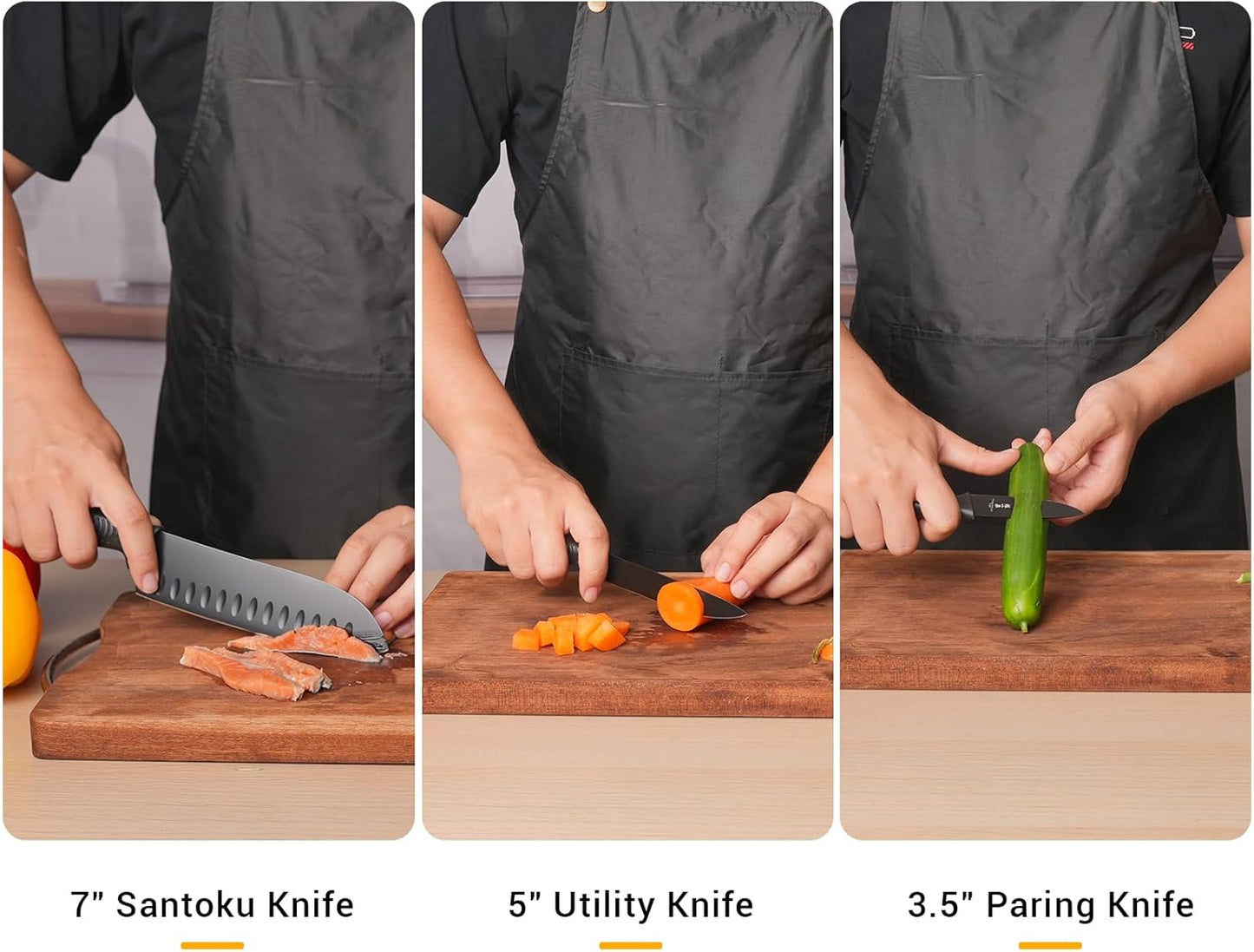 ZHANG XIAO QUAN SINCE 1628 15Pcs Knife Sets for Kitchen with Block,Knife Set with Built-in Sharpener Dishwasher Safe（Master A）