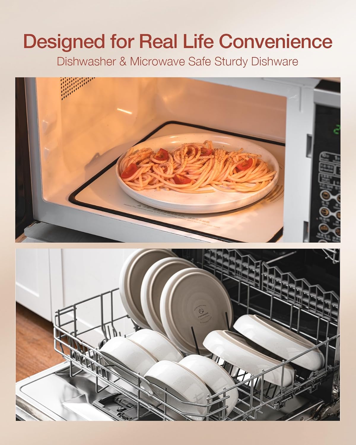 Famiware Milkyway Plates and Bowls Set, 12 Pieces Dinnerware Sets, Dishes Set for 4, White