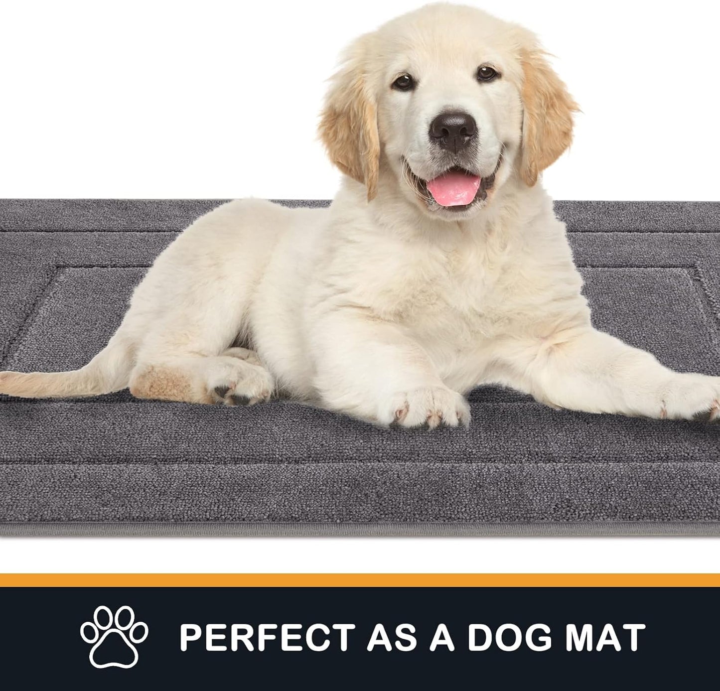 PURRUGS Dirt Trapping Door Mat 32" x 70", Non-Slip/Skid Machine Washable Entryway Rug, Dog Doormat, Super Absorbent Welcome Mat for Muddy Wet Shoes and Paws, Grey