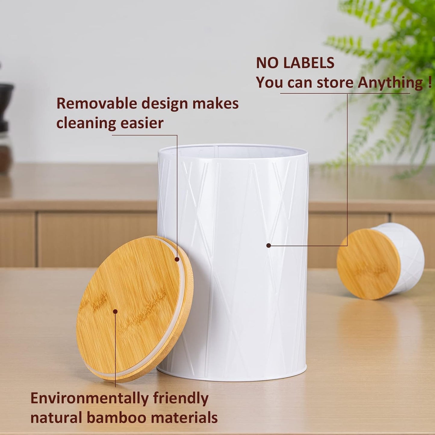 White Canister Sets for Kitchen Counter, Kitchen Canisters Set of 6, Flour and Sugar Containers, Coffee and Tea Storage, Modern Farmhouse Kitchen Decor