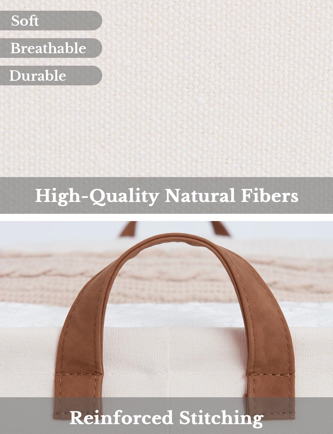 StorageWorks Storage Bins, Fabric Storage Bins for Shelves, Extra Large Storage Baskets with Metal Frame, Closet Baskets and Bins with Handles, Jumbo, Natural Color, 2-Pack