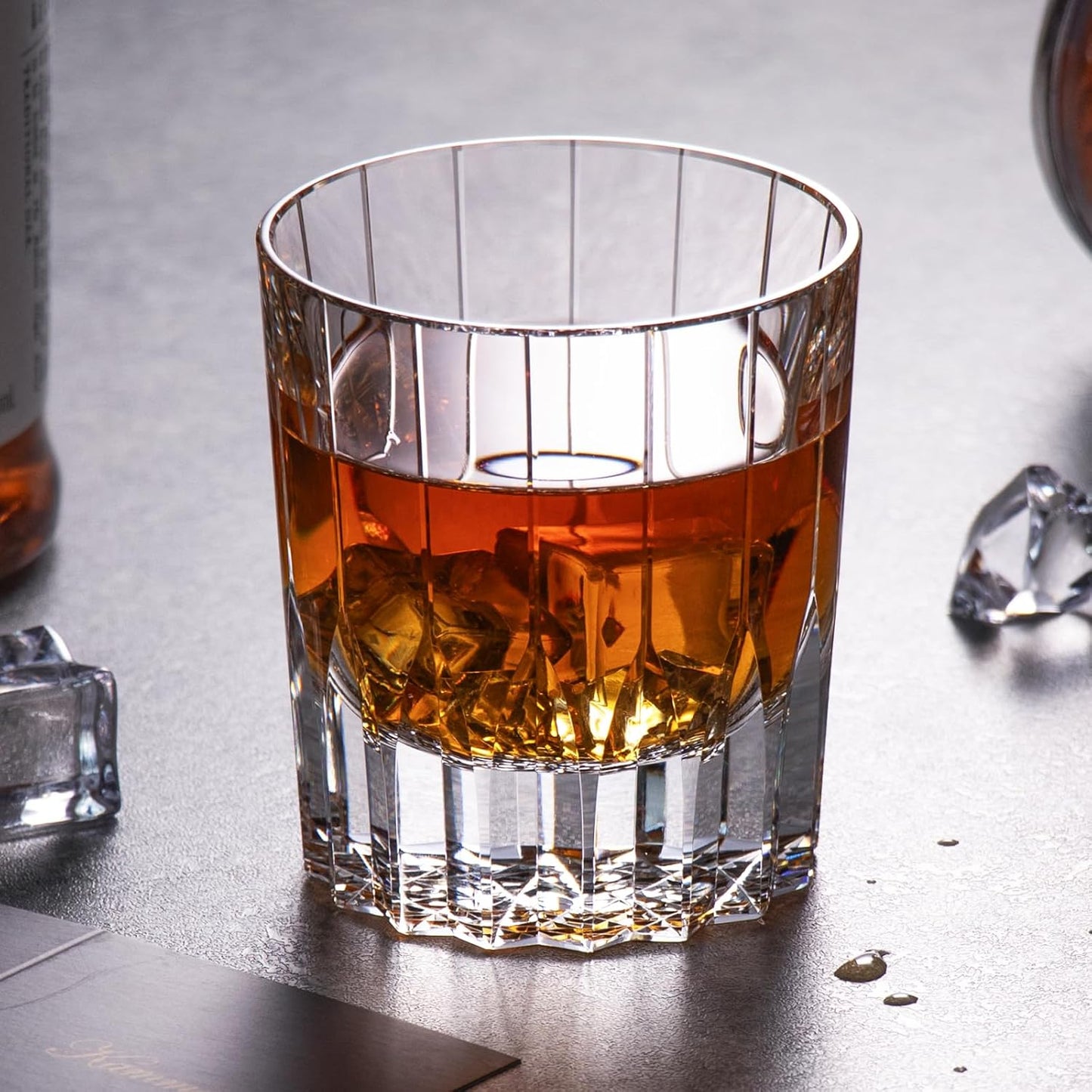 KAMMAK Crystal Whiskey Glasses Set of 2, Handcrafted 7.1oz Old Fashioned Glasses Stemless, Luxury Hand Blown Cocktail Glasses, Scotch Cup for Women, Men Gift for Bourbon Barware, Home Bar