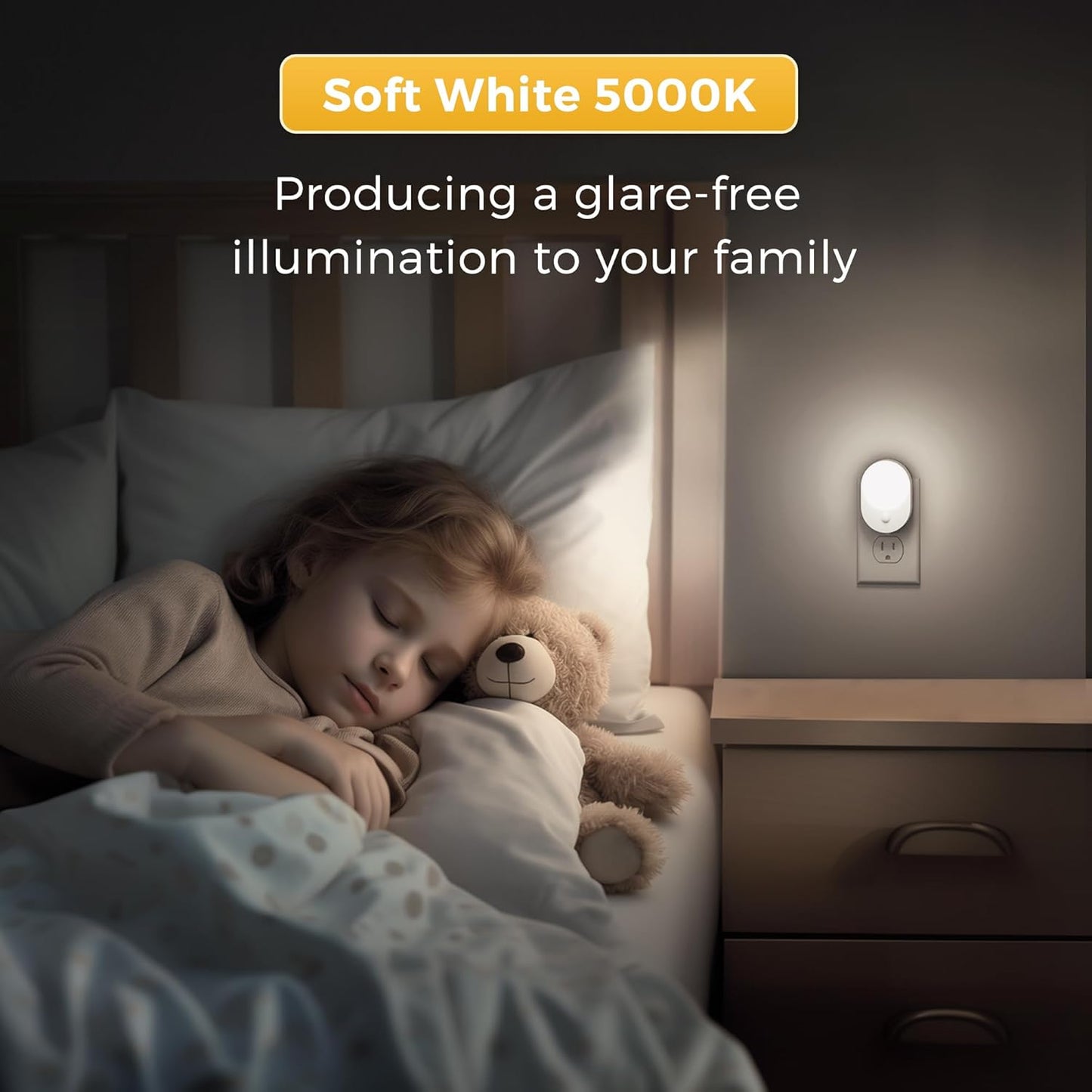 L LOHAS LED Motion Sensor Night Light,[2-PACK] Night Lights Plug into Wall,2 IN 1 Built-in Motion Sensor and Dusk to Dawn Sensor,5000K Daylight White,Nightlight for Bathroom Hallway