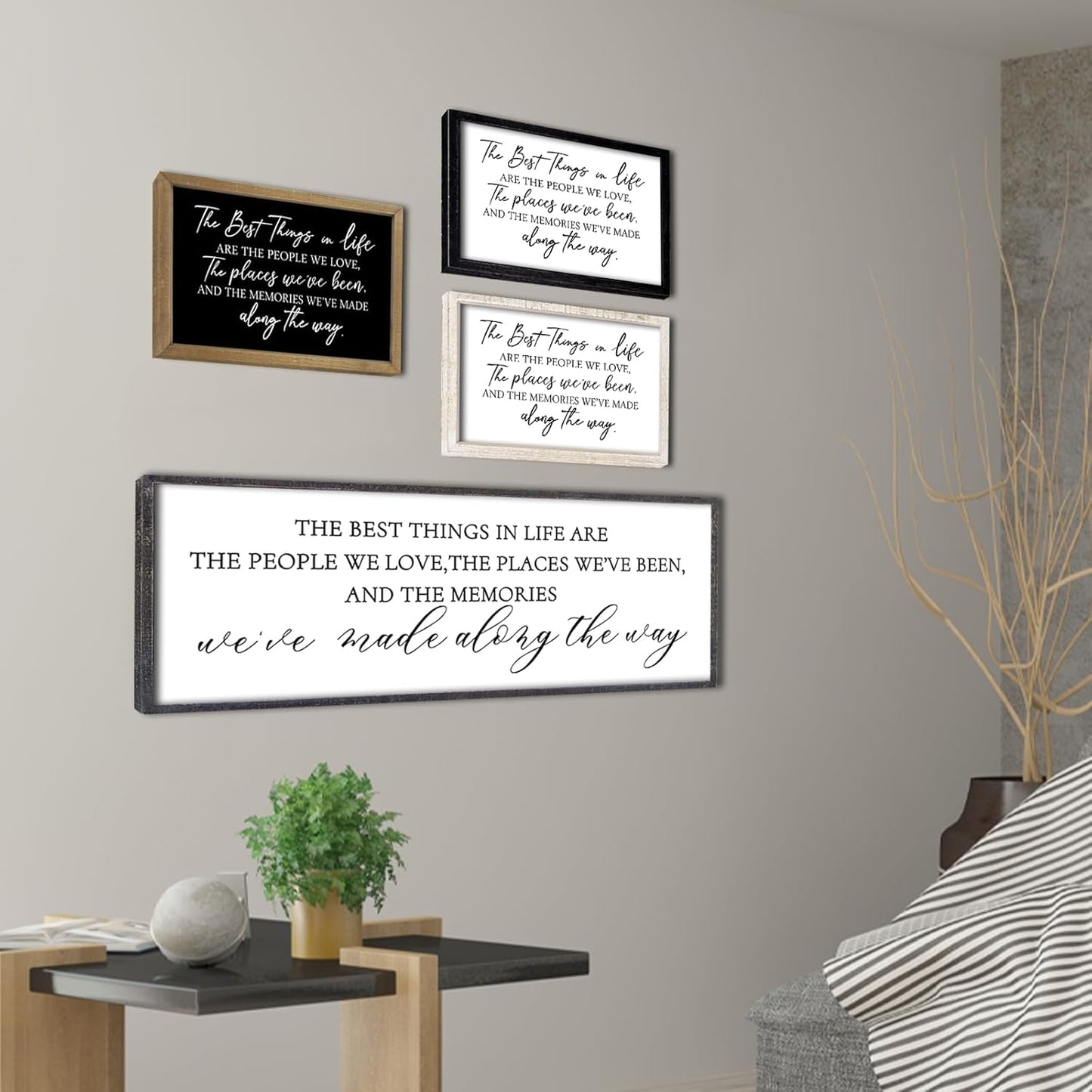 The Best Things in Life Wall Decor Sign 40 x 15 Inch Memories Inspirational Quotes Wood Framed Family Entryway Living Room Home Wall Art for Farmhouse Bedroom Room (Black)