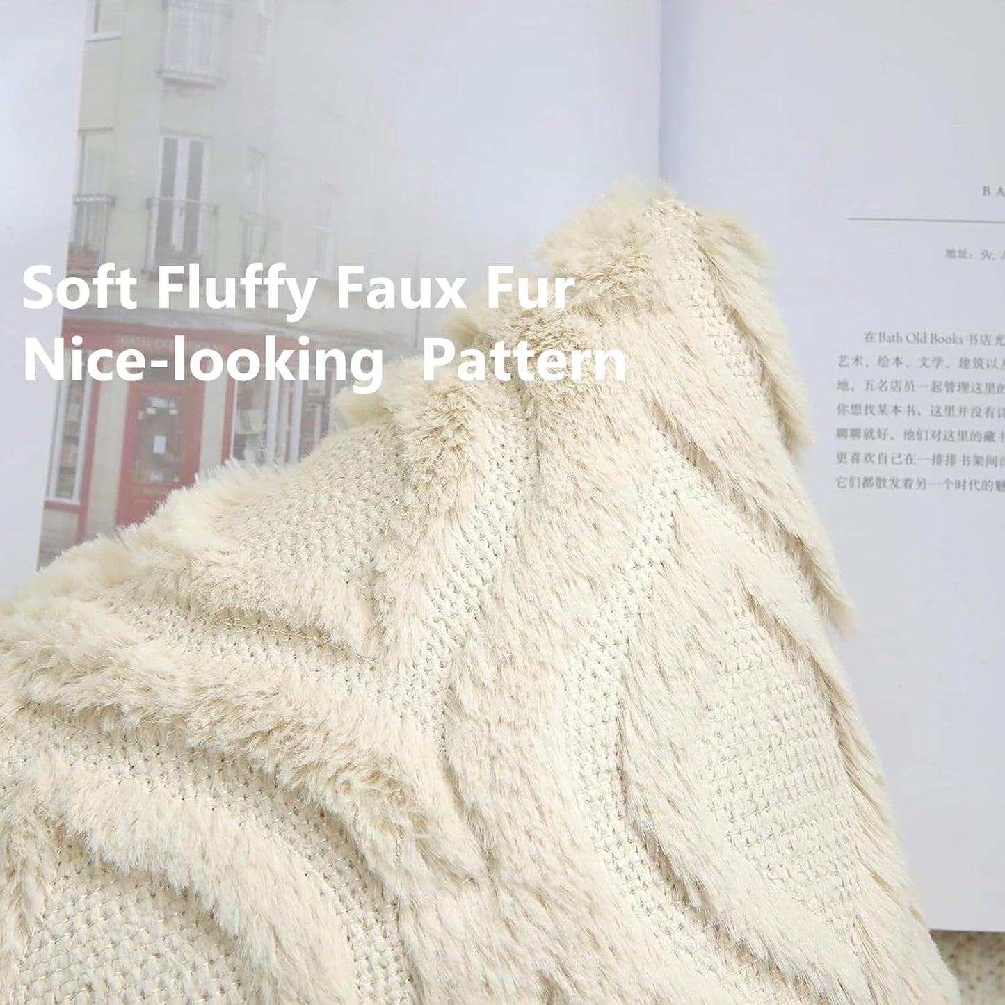 decorUhome Fall Throw Pillow Covers 22x22 Inch Set of 2, Soft Plush Decorative Faux Fur Beige Solid Couch Pillow Covers, Accent Farmhouse Neutral Square Euro Pillow Cases for Sofa Bed Living Room