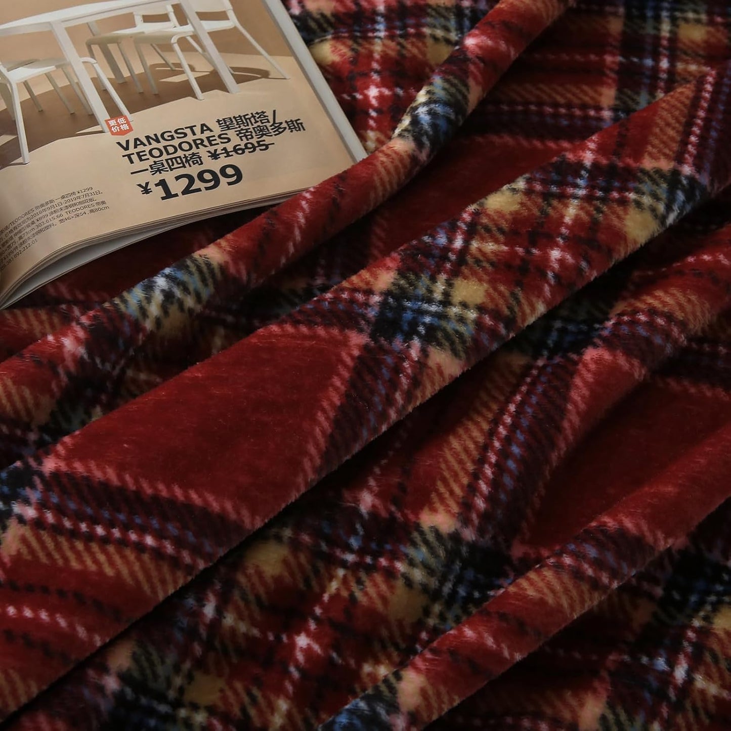 MERRYLIFE Dark Red Plaid Throw Blanket Decorative Fleece Throw | Ultra-Plush Colorful | Couch Blanket Travel Lap | Home Gift Use(50" 60",Dark Red Plaid)