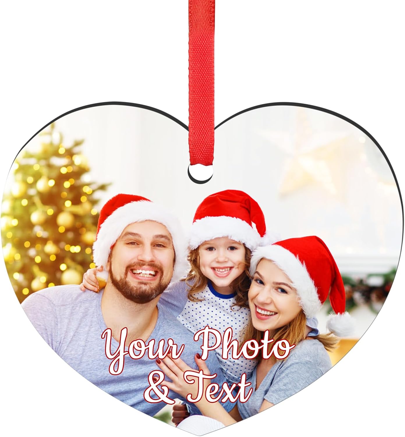 Personalized Christmas Ornaments 2025, Wood Custom Photo Text Hanging Ornament Customized Christmas Tree Decorations Gift for Family, Kids, Friends, Couples, Wedding