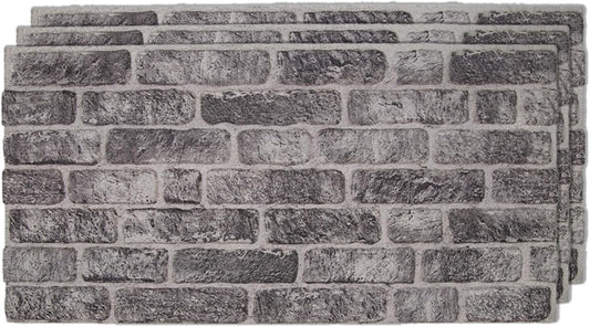 IZODEKOR 3D Wall Panels Brick Effect - Cladding, Stone Look, Styrofoam Facing for Living Room, Kitchen, Bathroom, Balcony, Bedroom and Back of Counter | Old Town (3 Piece Panel) | Covers 16 sq ft