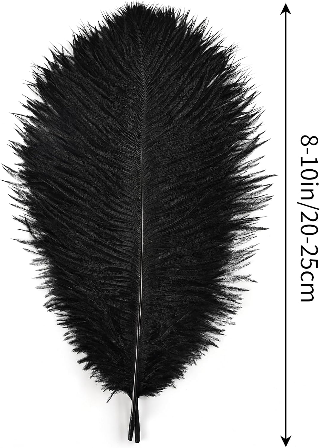 THARAHT Black Ostrich Feathers 24pcs Natural Bulk 8-10Inch 20cm-25cm for Crafts Wedding Party Centerpieces Halloween and Home Decoration Feathers