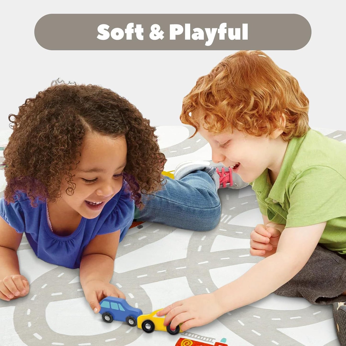 STARUIA Grey Kids Rug for Playroom, 5'x7' Washable Road Rug for Kids Bedroom, Non-Slip Car Rugs for Nursery, Large Traffic Play Mat Utral Soft Baby Carpet for Boys Girls Dorm Toy Room Tent