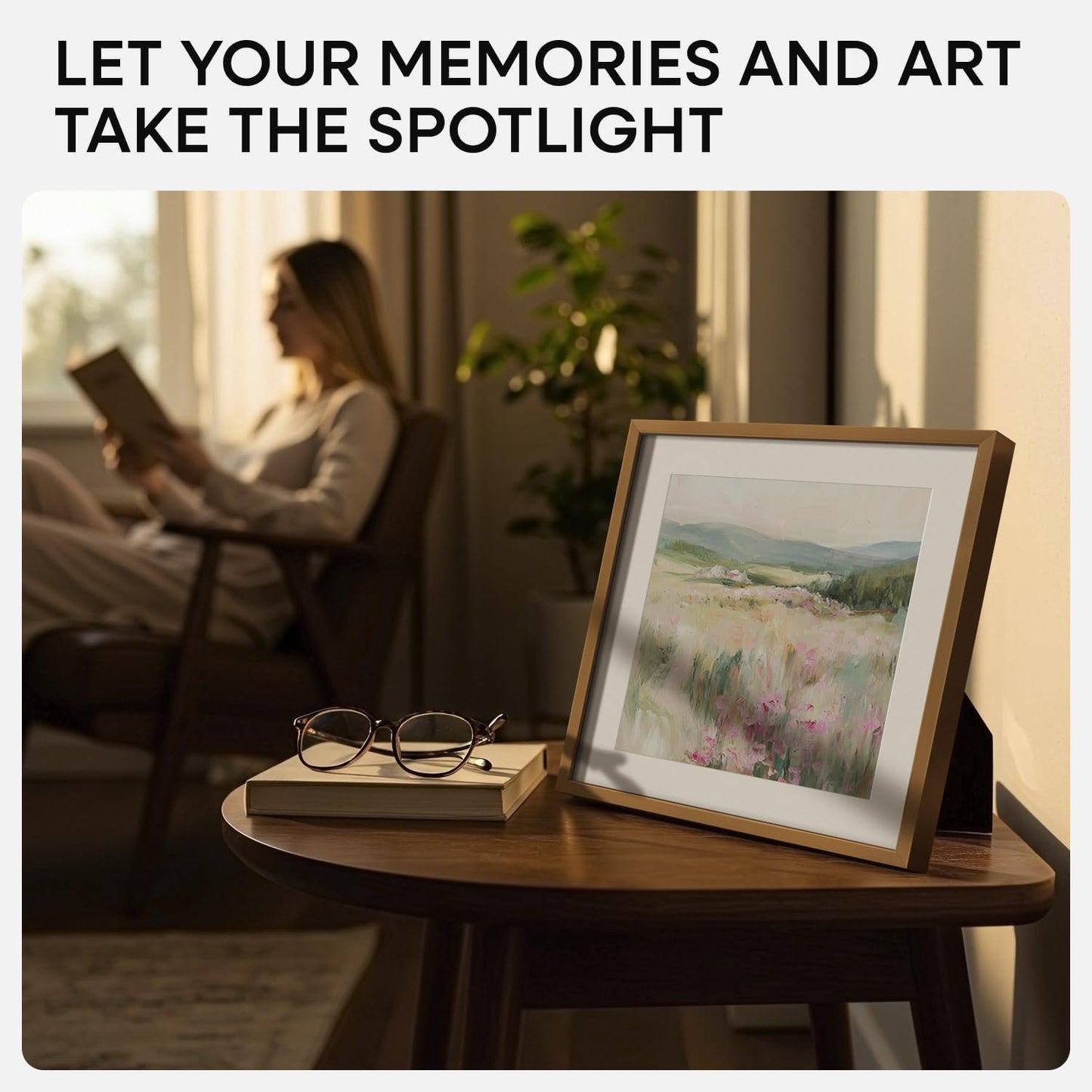 Homeforia 10x10 Picture Frame Bronze, High End Metal 10 by 10 Square Brass Frames with Mat 8 x 8 Photo, 10x10 Poster Frame Matted to 8x8 Art, Wall or Tabletop Frame, Tempered Glass, Wall Kit, Set of 1