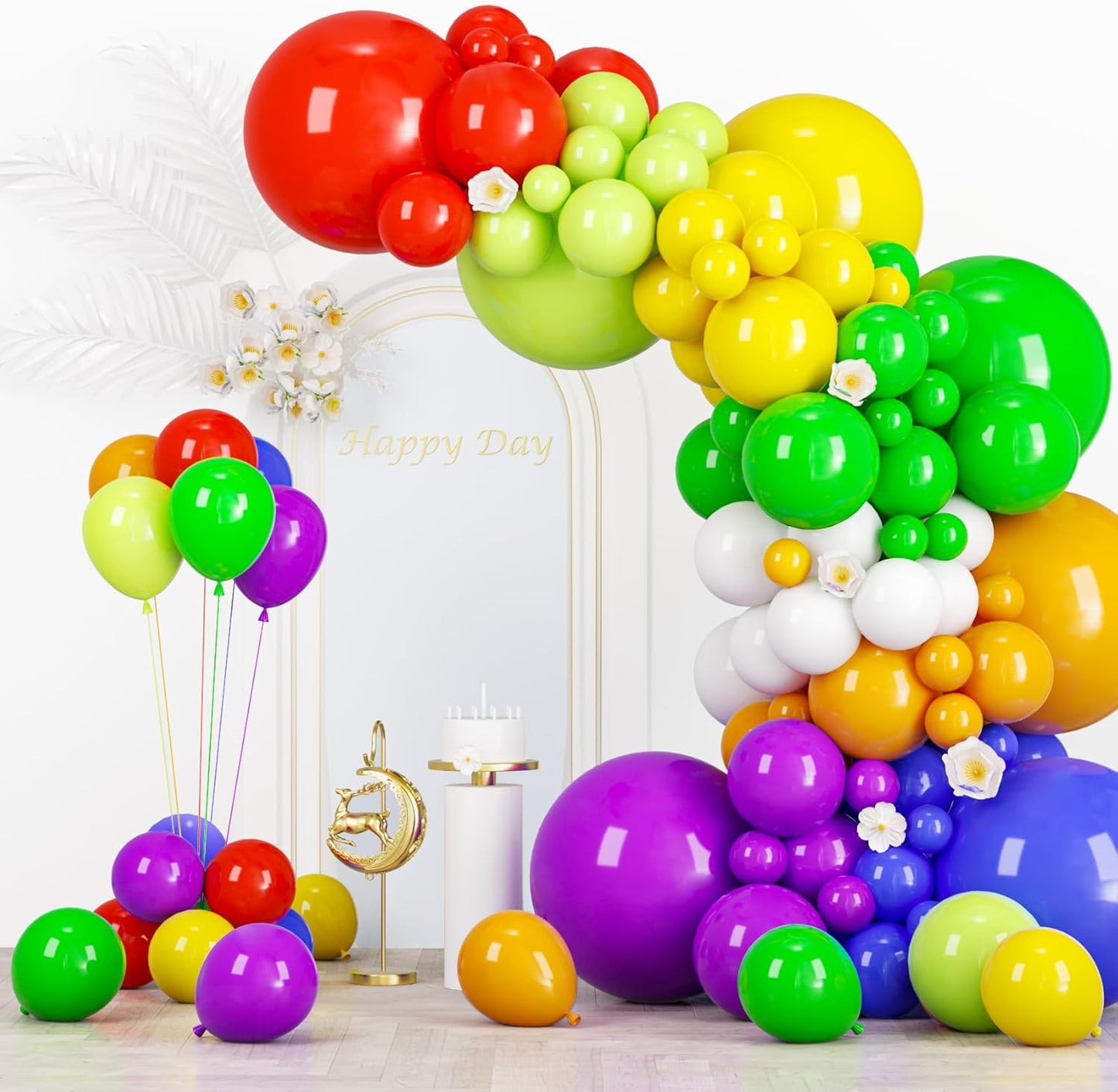 134pcs Rainbow Balloon Arch Kit Different Sizes 18" 12" 10" 5" Assorted Color Latex Balloon Garland Arch Kit for Birthday Baby Shower Graduation Wedding Gender Reveal Party Decorations