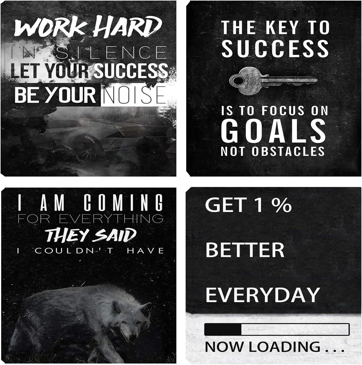 Motivational Wall Decor Art Inspirational Success Canvas Poster Artwork Positive Quote Painting Office Wall Decor Art for Women Men Company Bedroom Living Room Home Decoration Framed 20”X20”X4