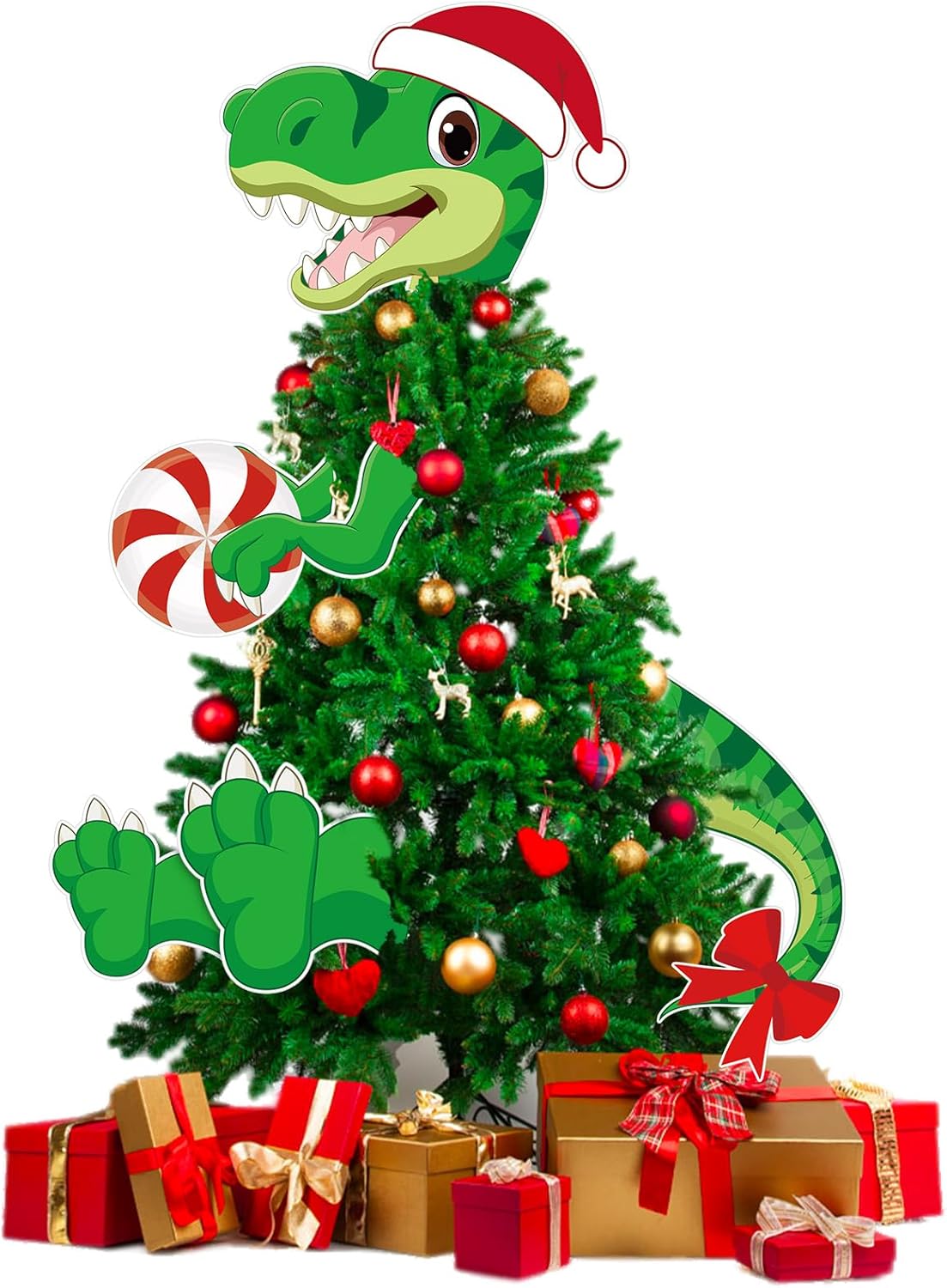 Dinosaur Christmas Tree Topper Decorations Head Arms and Legs Funny Xmas Ornament Decor for DIY Xmas Party Decorations Holidays Indoor Home Gift Party Supplies