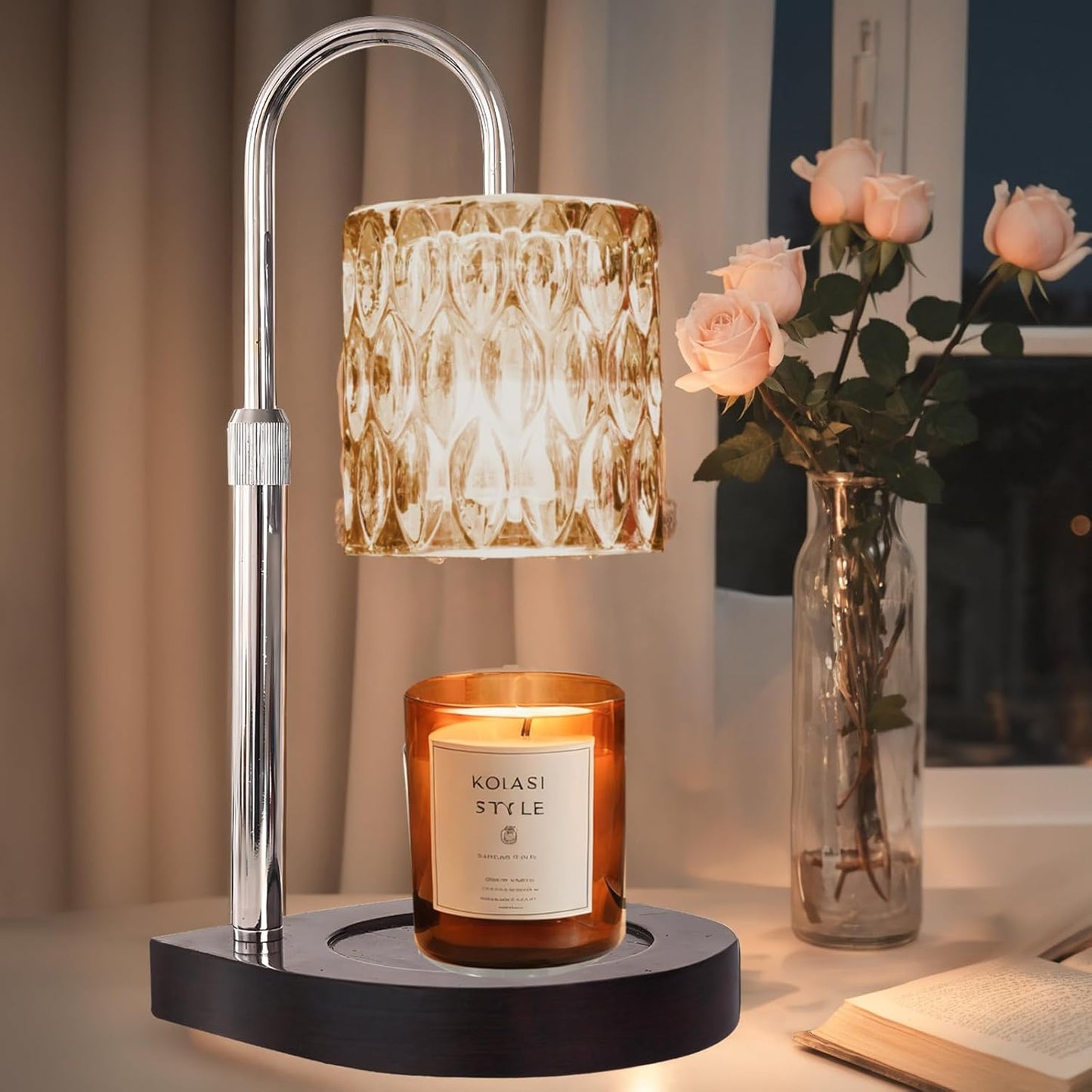 GEEZO Fragrance Candle Warmer Lamp，Electric Candle Warmer with Timer & Dimmer，Mom Christmas Birthday Gifts for Women, House Warming Gifts New Home Bedroom Decor