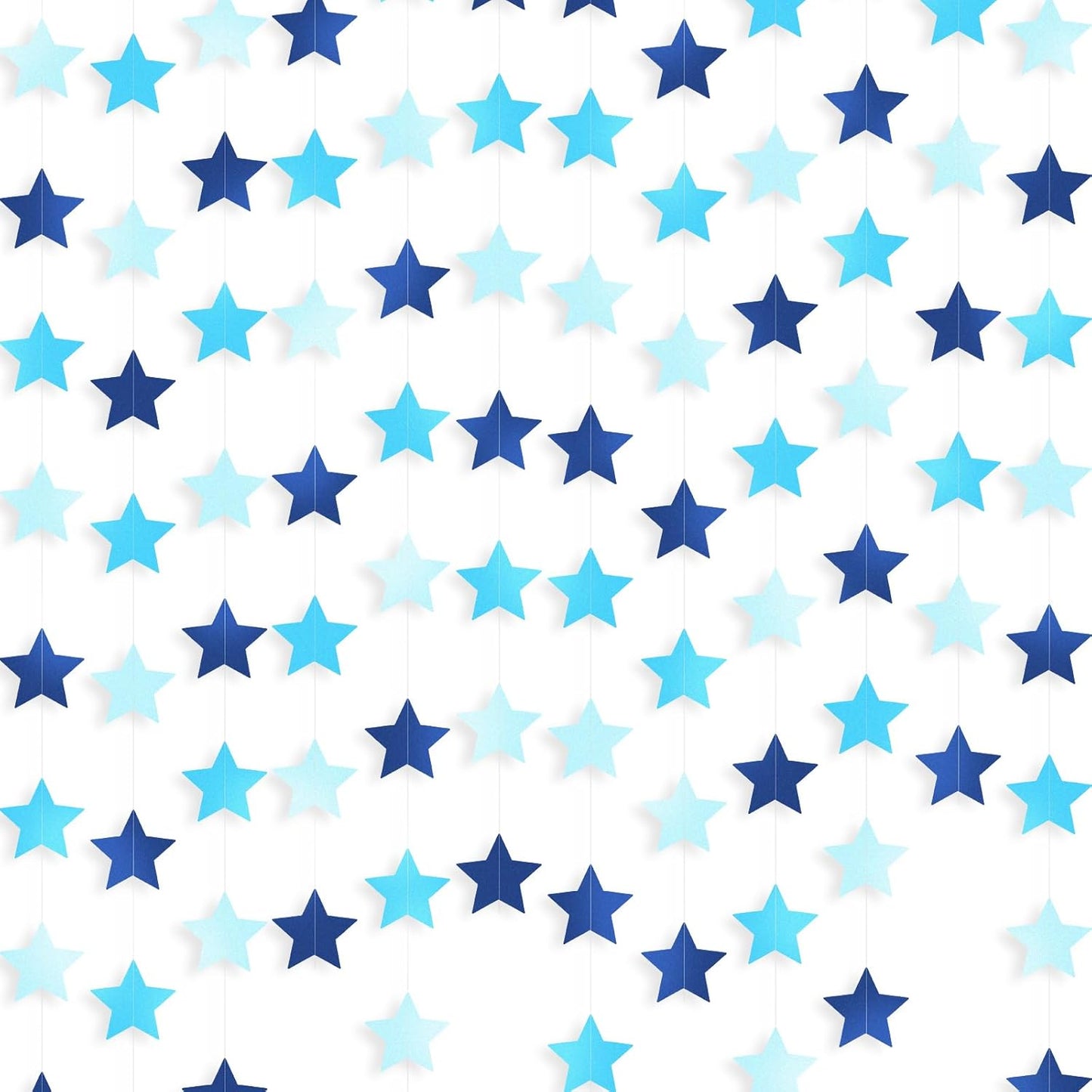 Patelai Glitter Star Garland Banner Decor 130 Feet Star Hanging Bunting Banner Twinkle Backdrop for Homecoming Classroom Wedding Birthday Halloween Christmas Party Supplies(Ocean Blue)