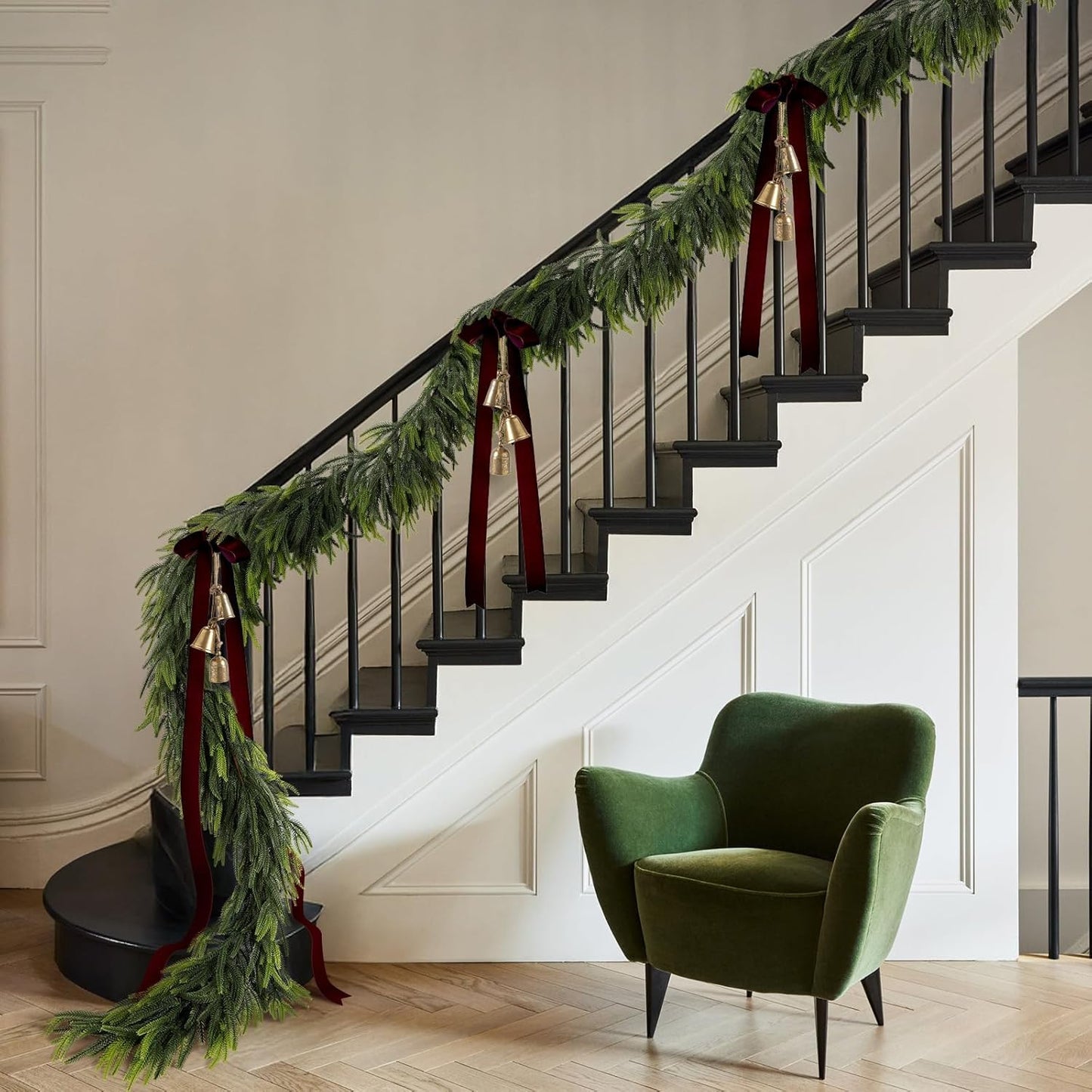 N&T NIETING 6FT Christmas Norfolk Pine Garland Real Touch Pine Artificial Faux Greenery Garlands Winter Christmas Garland for Table Mantle Fireplace Holiday Indoor Outdoor Xmas Decorations (1 Pcs)