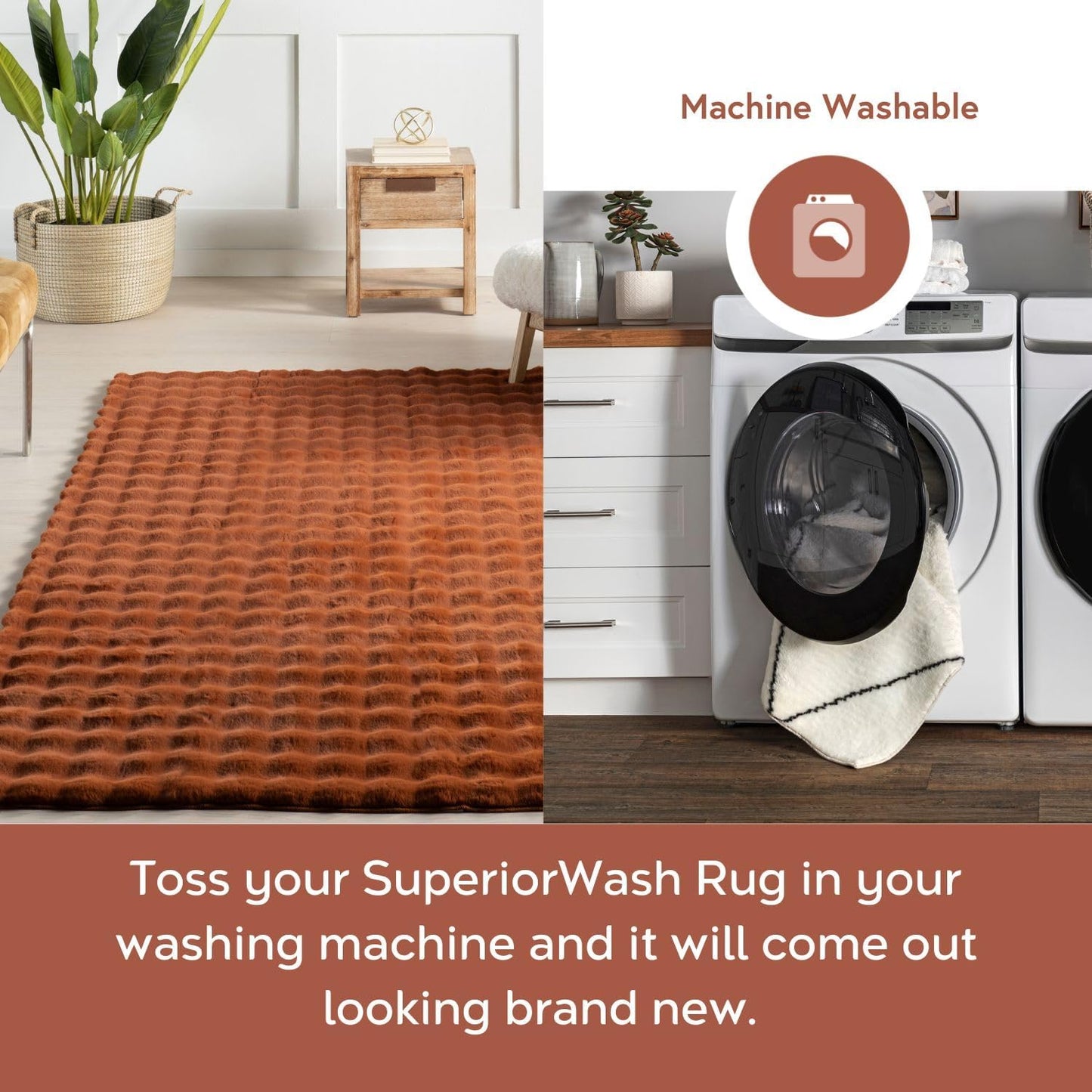 nuLOOM Jeni Checkered 3'9" x 6' Machine Washable Area Rug for Living Room Bedroom Dining Room Kitchen, Brick