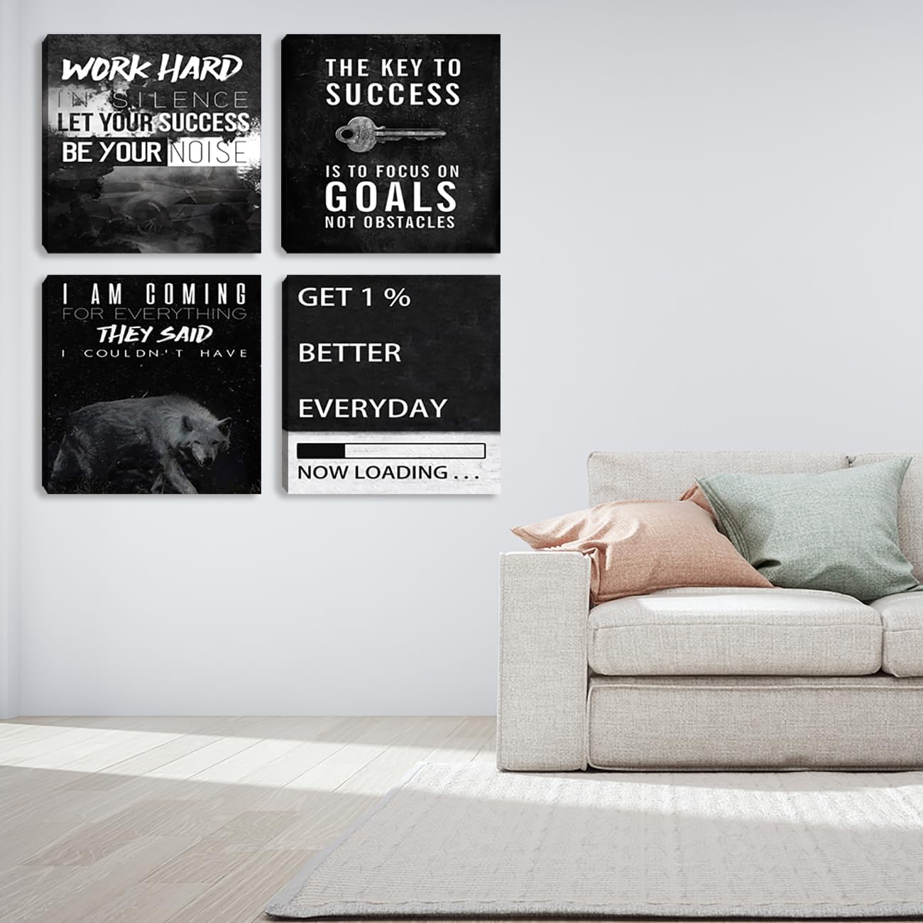 Inspirational Canvas Wall Art, Quotes Motivational Wall Decor Print Pictures for Office Wall Decor, Poster Framed Artwork for Women Men Home Bedroom Living Room Decor Decoration 16”X16”X4