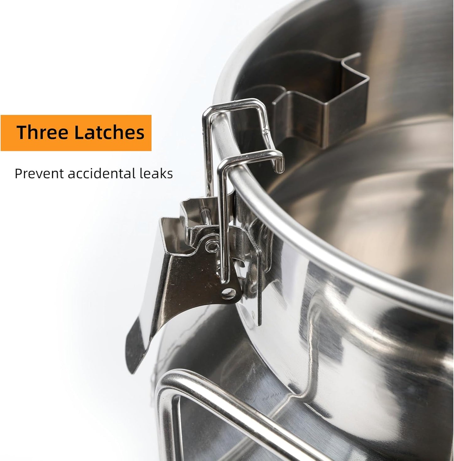 Stainless Steel Milk Can, 20 L/5.25 Gallon Heavy Duty Airtight Storage Canister Milk Bucket with Lid, Embedded Silicone Milk Jug Wine Pail Water Cereals Bucket with Three Latches and Two Handles