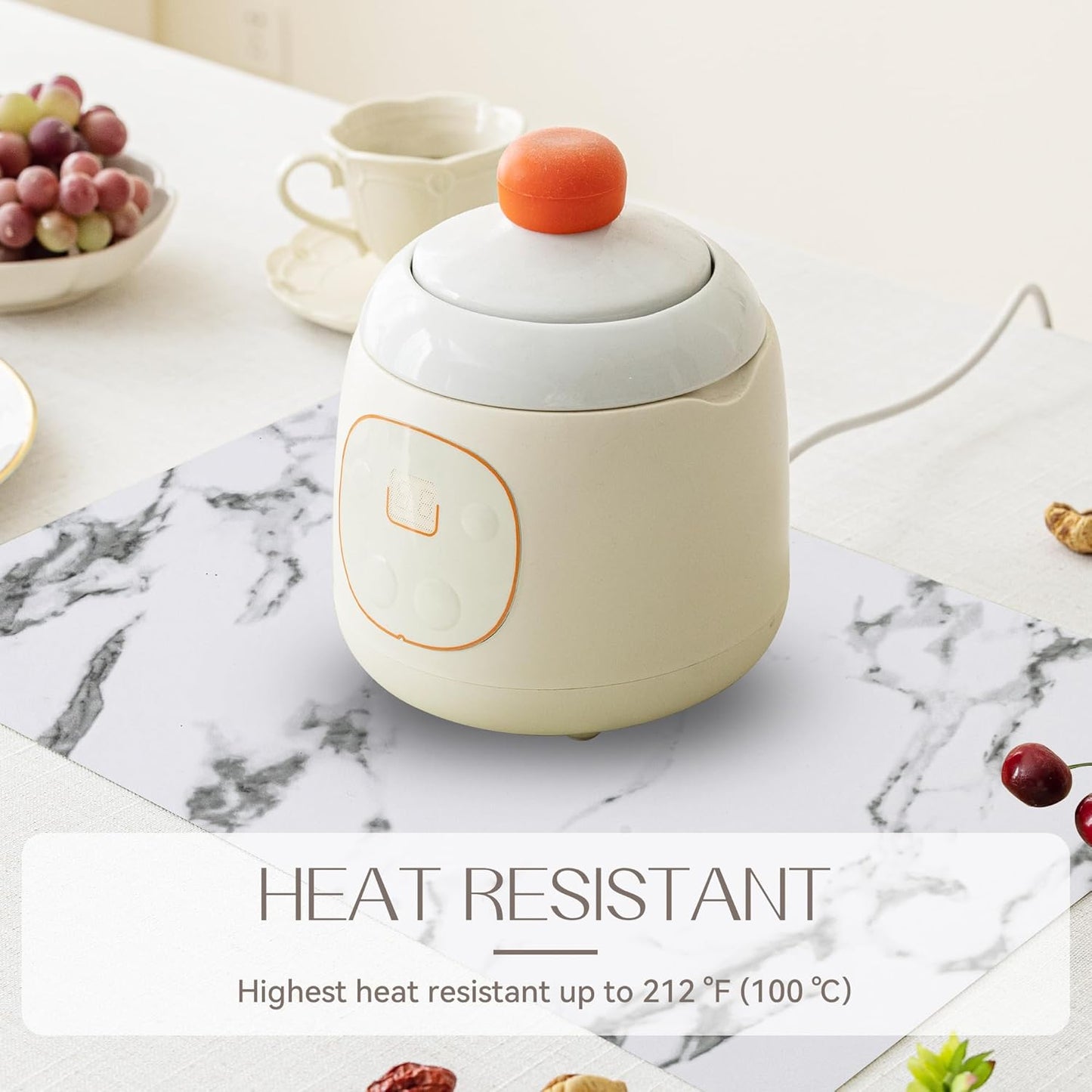 Romanstile Vinyl Placemats Set of 8-12 X 18 Inch - Heat Resistant Place Mats 100% Waterproof Oilproof Wipeable Reversible Faux Leather Table Mats for Kitchen/Dining/Party/Outdoor, Marble