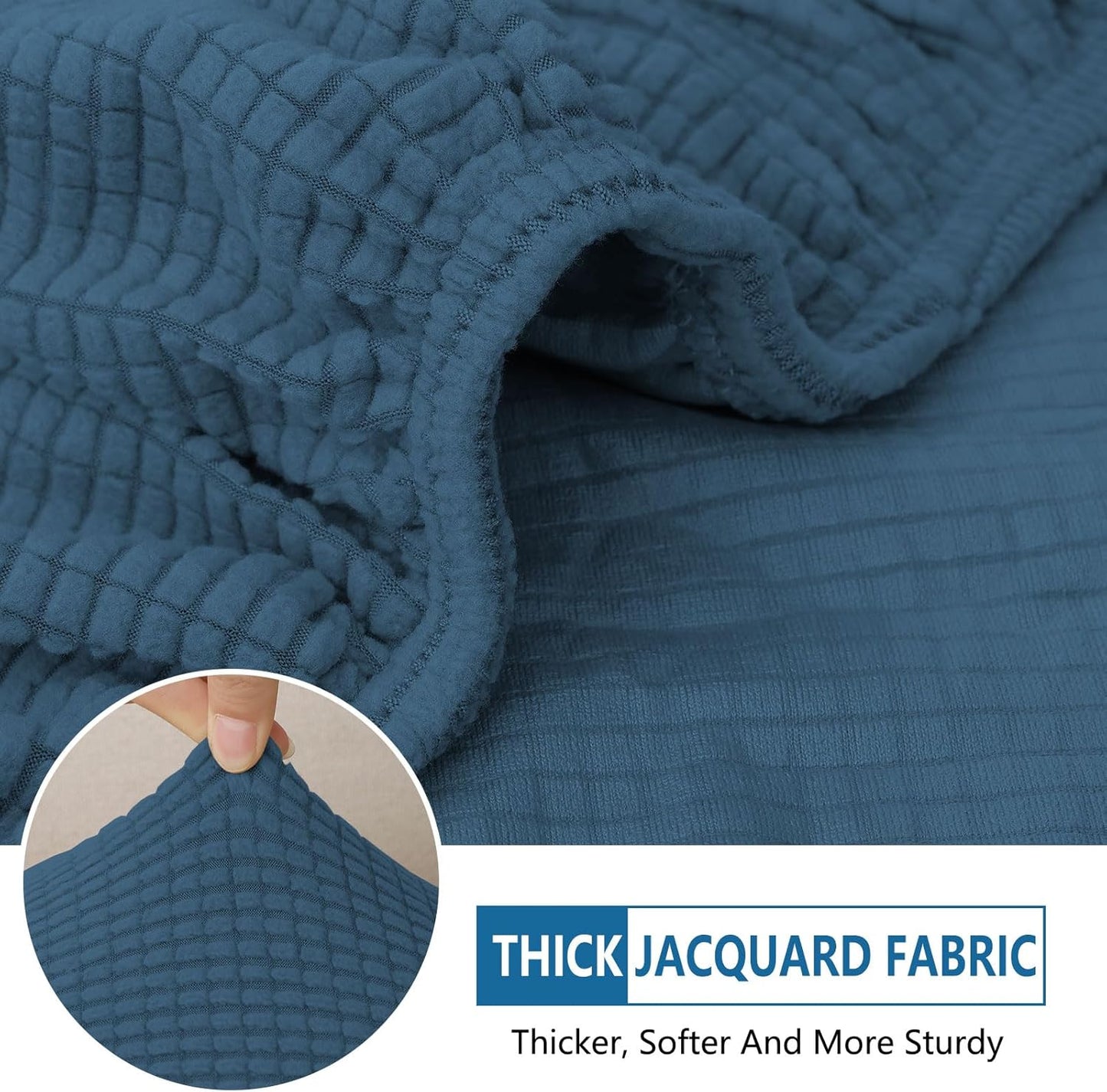 hyha Waterproof Sectional Couch Covers, Non Slip Sofa Couch Cushion Covers L Shape, Thick Stretch Jacquard Fabric, Washable Sofa Slipcovers with Elastic Bottom (1 Piece for Chaise XL, Blue)