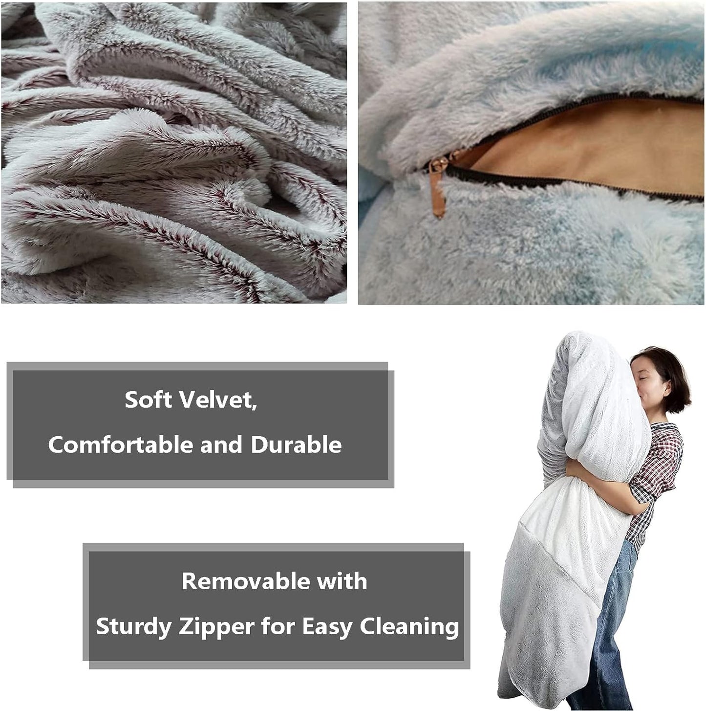 Big Huge Giant Bean Bag Chair for Adults, (No Filler) Bean Bag Chairs in Multiple Sizes and Colors Giant Foam-Filling Required- Machine Washable Covers, Double Stitched Seams (White,7FT)