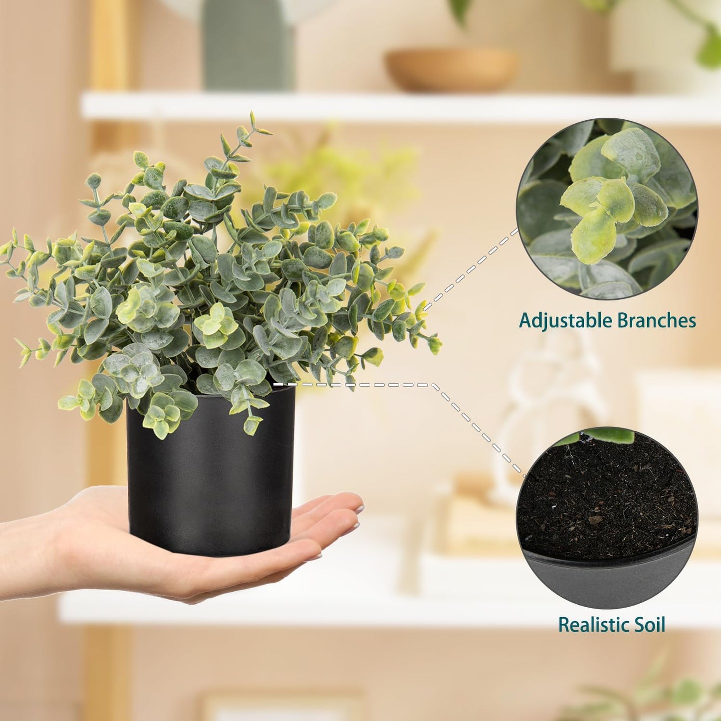 3 Pack Small Fake Plants for Shelf Decor Accents with Plastic Black Pot Artificial Potted Plants for Rustic Farmhouse Decor Faux Plants Indoor Fake Potted Plants Artificial for Home Office Decor