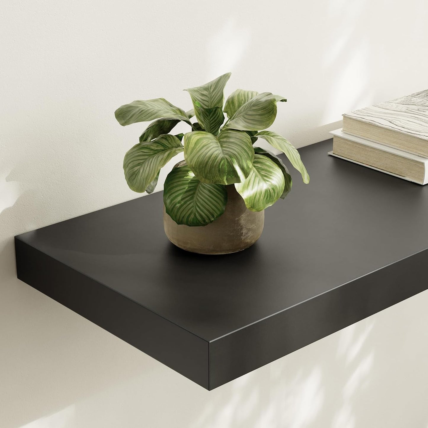 Large Floating Shelves for Wall Set of 2 Wooden Wall Shelves 30 in x 12.75 in x 2 inRoom Decor Long Shelf with Invisible Wall Mount Bracket for Bedroom Kitchen Living Room Black