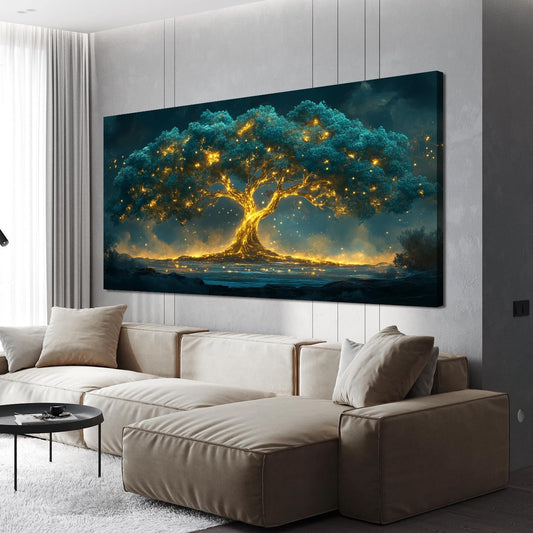 Canvas Wall Art Decor Artwork for Walls Green Wall Art Decor Large Tree of Life Wall Art for Living Room Wall Art Paintings Prints Gold Tree Wall Decor Art Art Work for Home Office Wall Decor 29"X58"