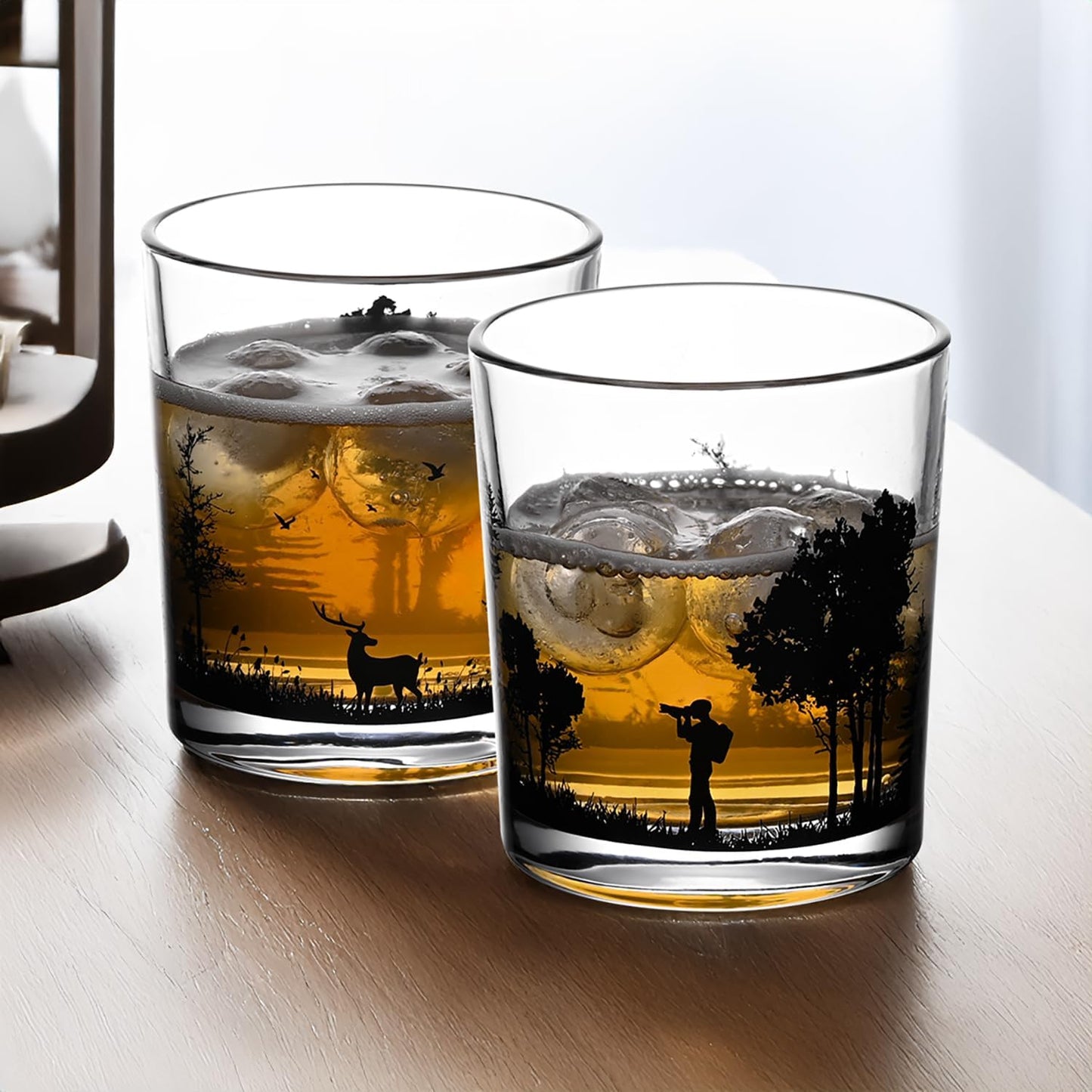 Old Fashioned Whiskey Glasses, Stemless Wine Glasses with Gift Box, 10Oz Rocks Glass for Scotch Cocktail Bourbon Vodka Liquor, Unique Gifts for Dad, Husband, Father's Day, Anniversary