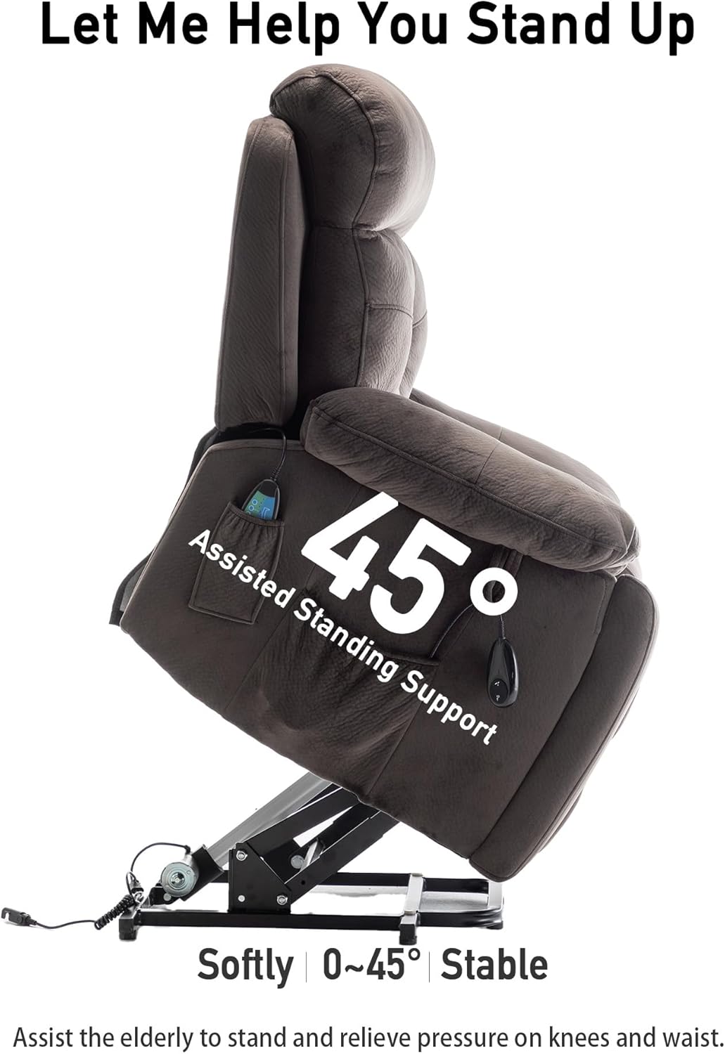 Large Power Lift Chairs Recliners for Elderly with Heated and Massage, Lazy Boy Recliner Chair with 26in Extra Wide Seat, Hidden Cup Holder, Side Pocket