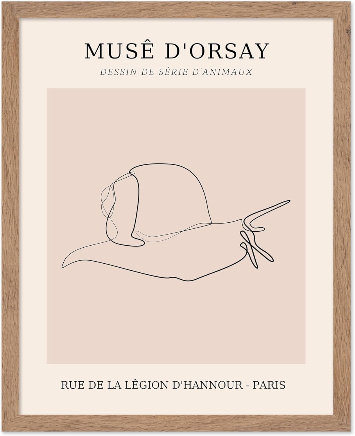 Poster Master Vintage Poster - Retro One Line Snail Drawing Print - Snail Line Art - Minimal Gift for Men, Women, Animal Lover - Abstract Wall Decor for Home, Office, 8x10 Beige Framed