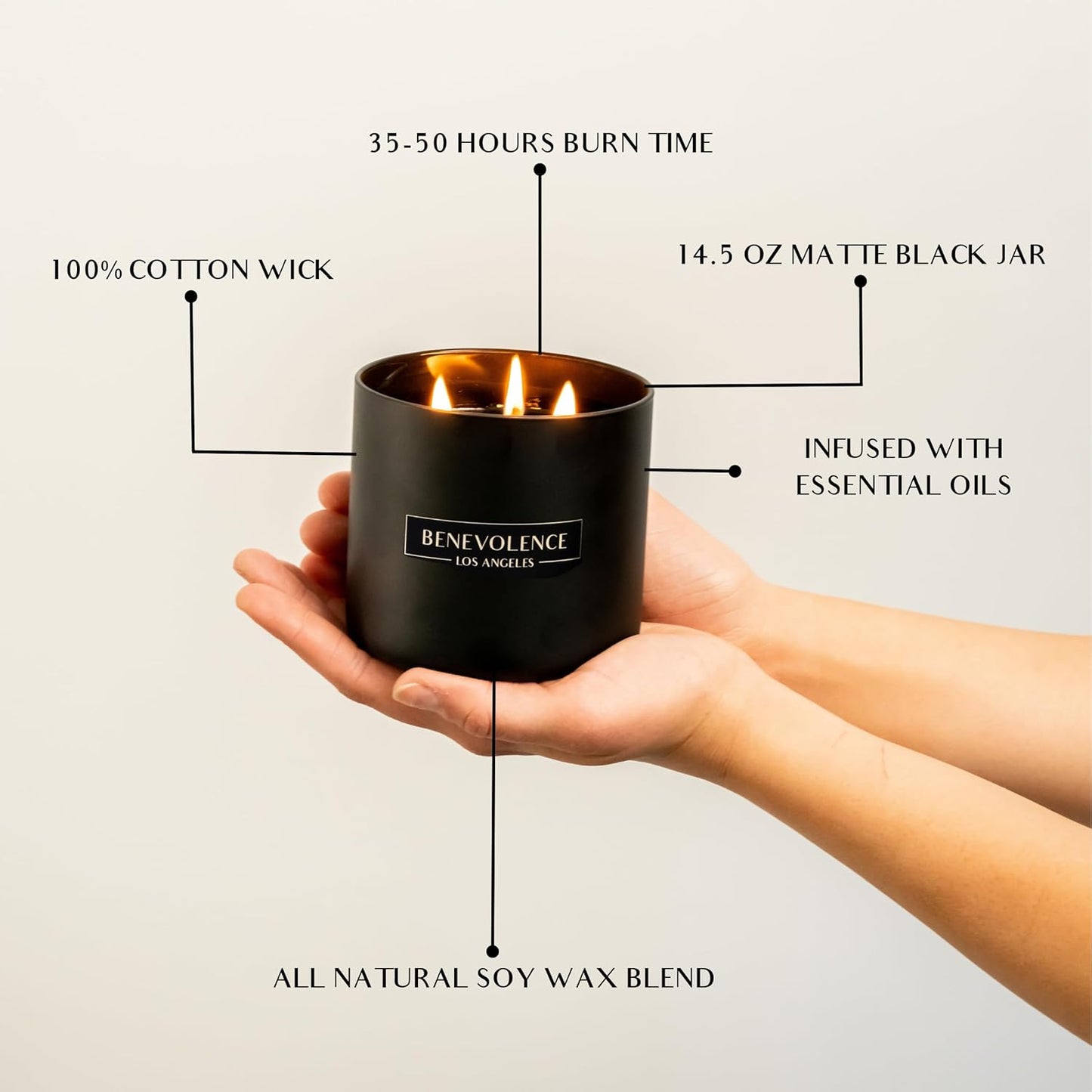 Benevolence LA 3 Wick Candle, Black Berries (Baies) Large Scented Candle | Soy Candles | Gifts for Women and Men | Home Fragrance | Aromatherapy | Bathroom Freshener 14.5 Oz, 45 Hour Burn