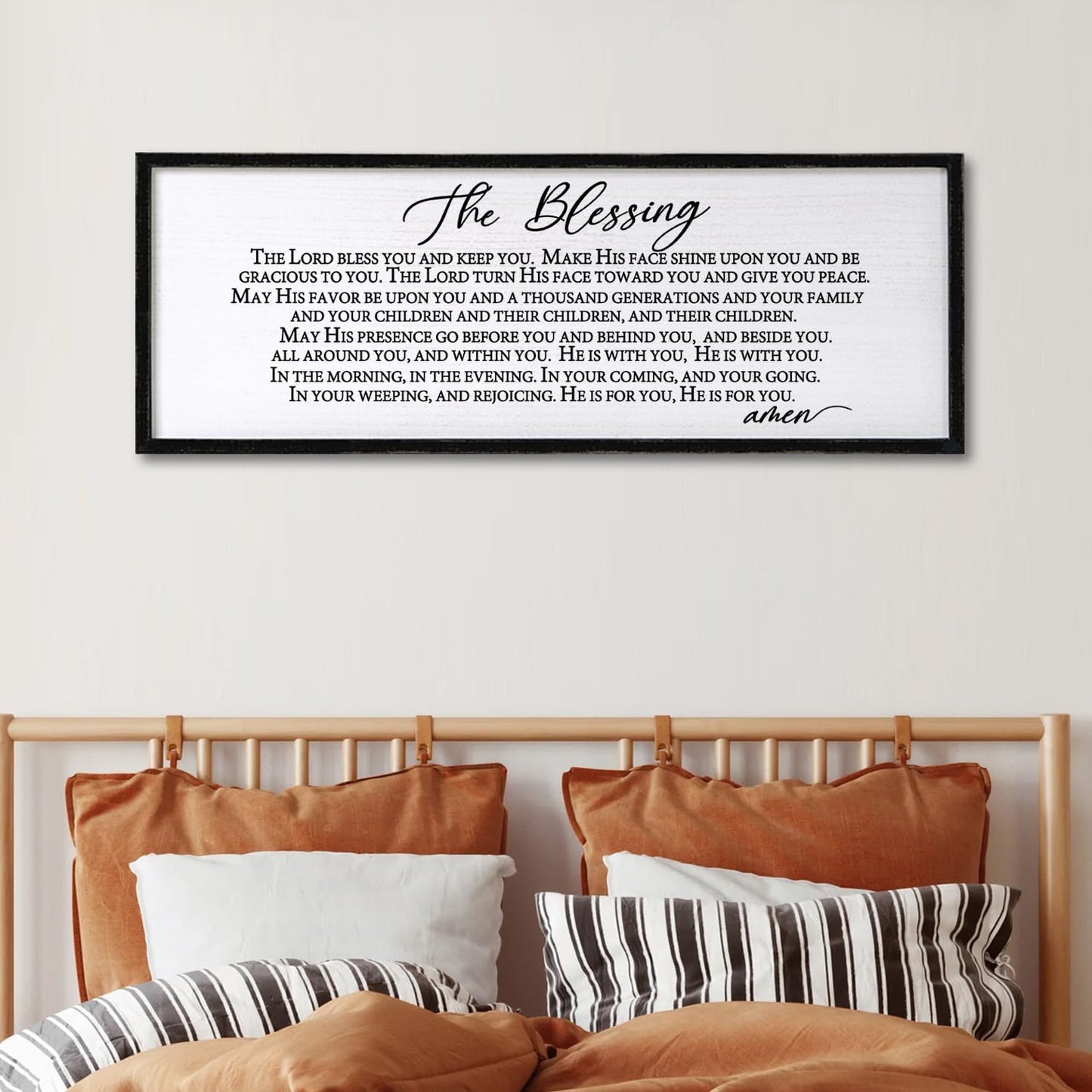 The Blessing Christian Song Lyrics Wall Decor 32"×12" Bible Verse May The Lord Bless You Scripture Wall Art Sign (Black)