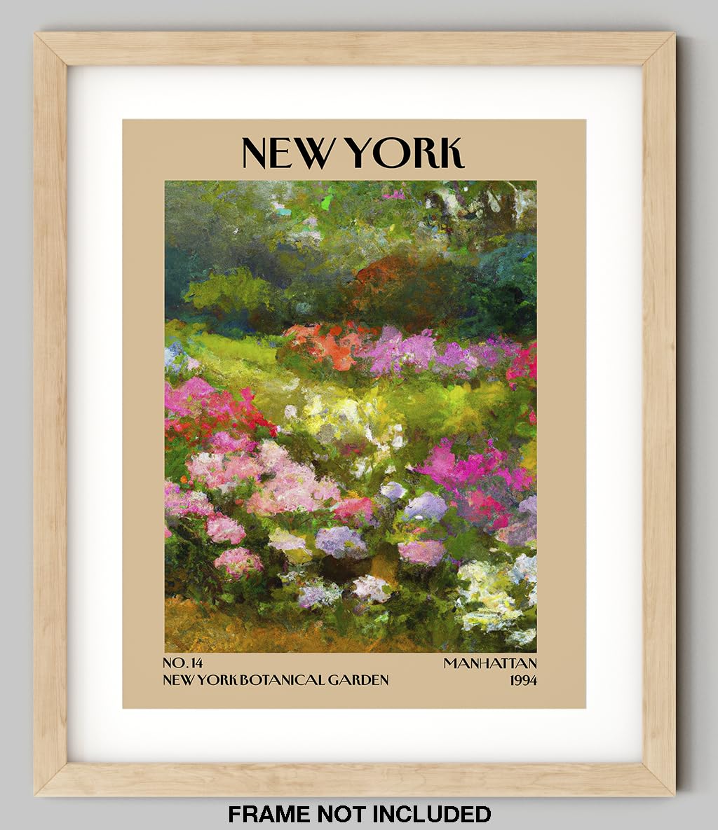Retro Vintage New York Wall Art Print - 11x14 Unframed Poster - New York City Souvenirs, Cute Trendy Colorful Wall Decor (New York Botanical Garden, 11x14")