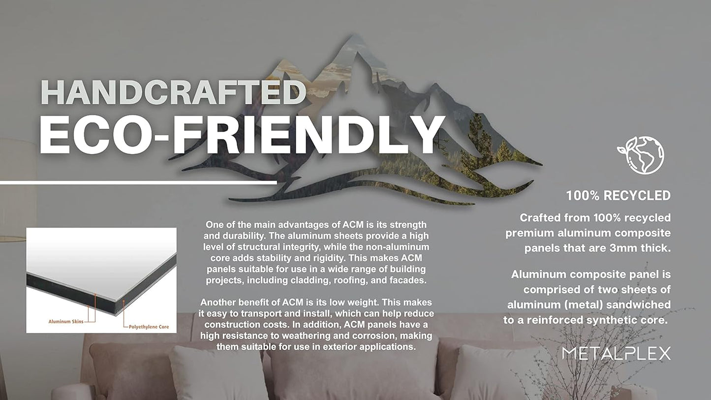 METALPLEX Mountain Range Metal Wall Art - Fade-Resistant and Rust-Free Indoor & Outdoor Aluminum Composite Wall Decor - Home Decor Wall Art For Living Room and Bedroom Decorations - Black (30" x 14")