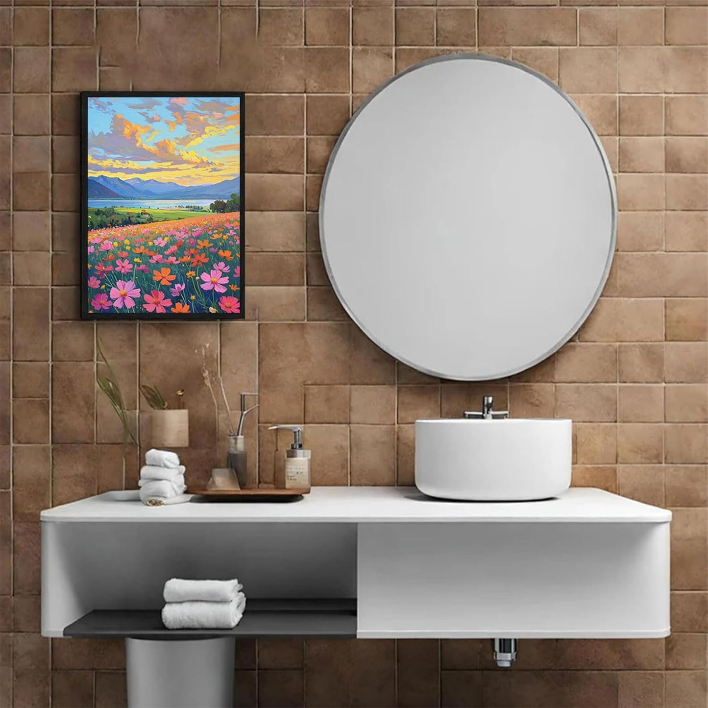 Colorful wildflowers field scenery poster artwork wall decoration wildflowers everywhere wall painting suitable for bedroom home office