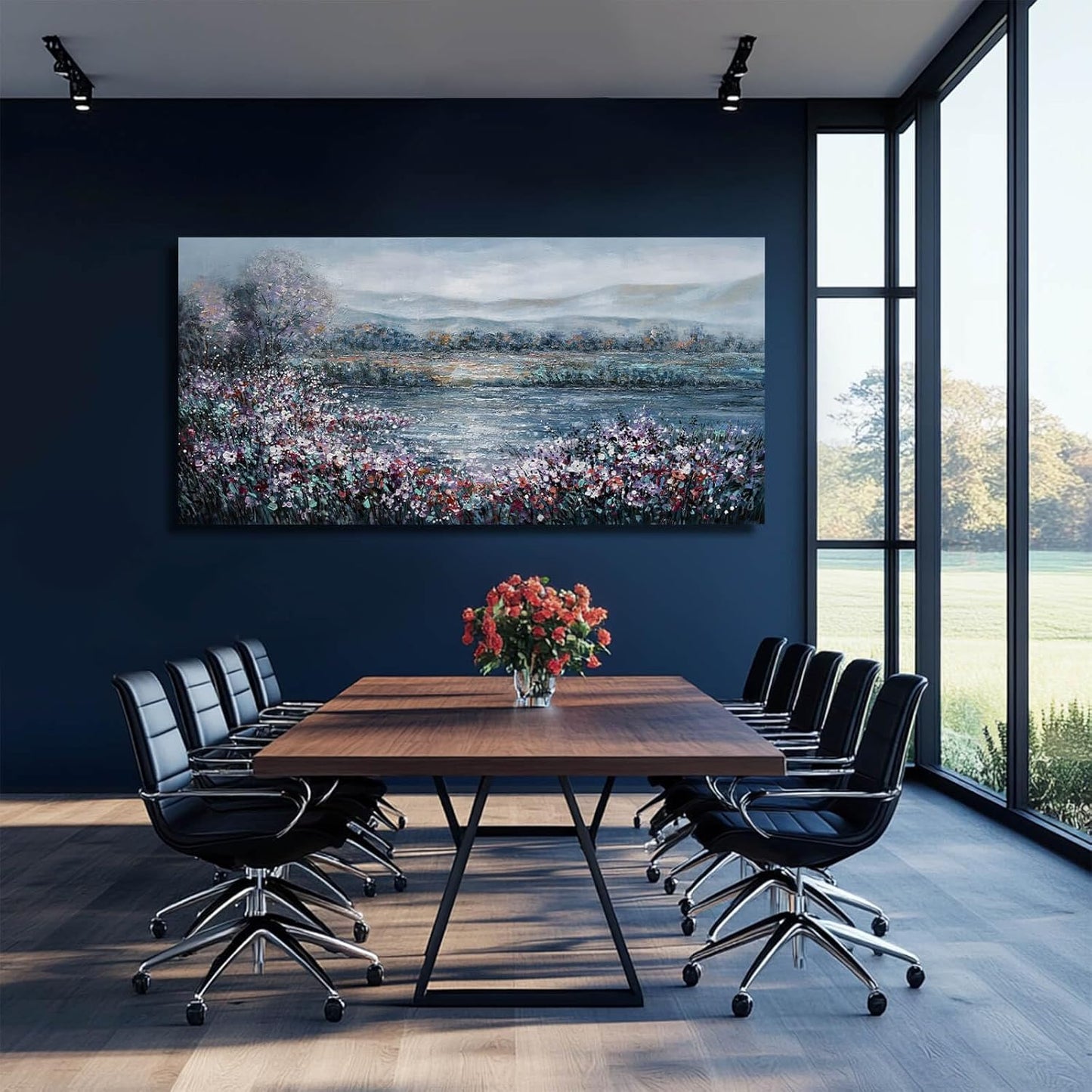 CHUDANHAO Textured Wall Art Cuadros Abstractos Para Sala Abstract Wall Decor Blue Flowers Paintings Large Canvas Pictures Mountain Arts 29"x58"