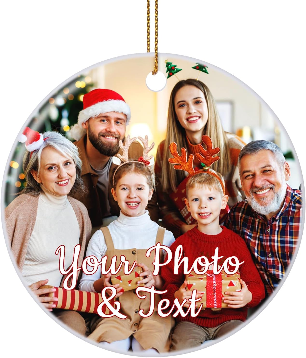Personalized Christmas Ornaments 2025, Ceramic Custom Photo Text Hanging Ornament Customized Christmas Tree Decorations Gift for Family, Kids, Friends, Couples, Wedding
